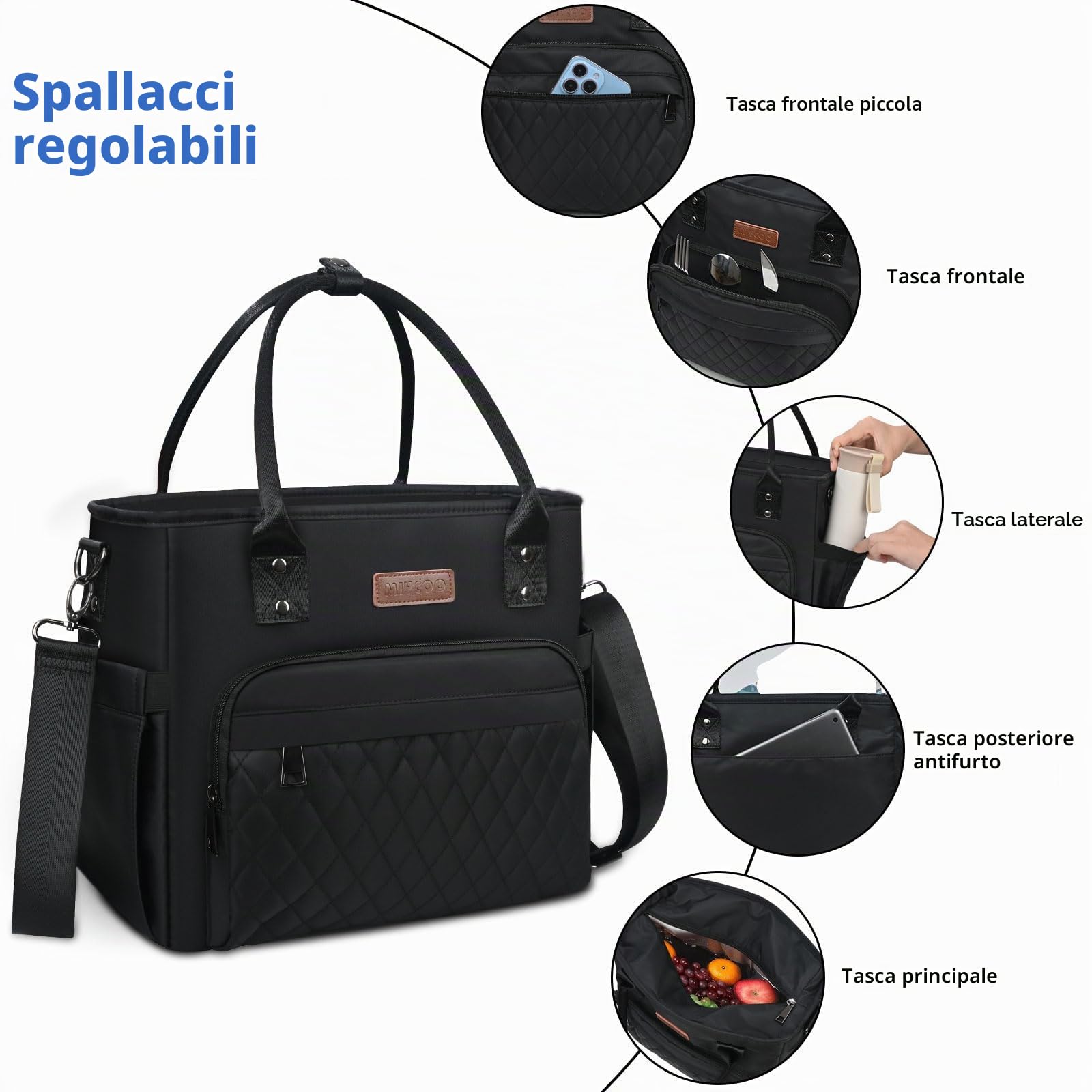 MIYCOO Borsa per il pranzo Lunch Box Donna - Borsa termica isolata a prova di perdite per il pranzo delle donne - Grandi borse per il pranzo Tote Adulti