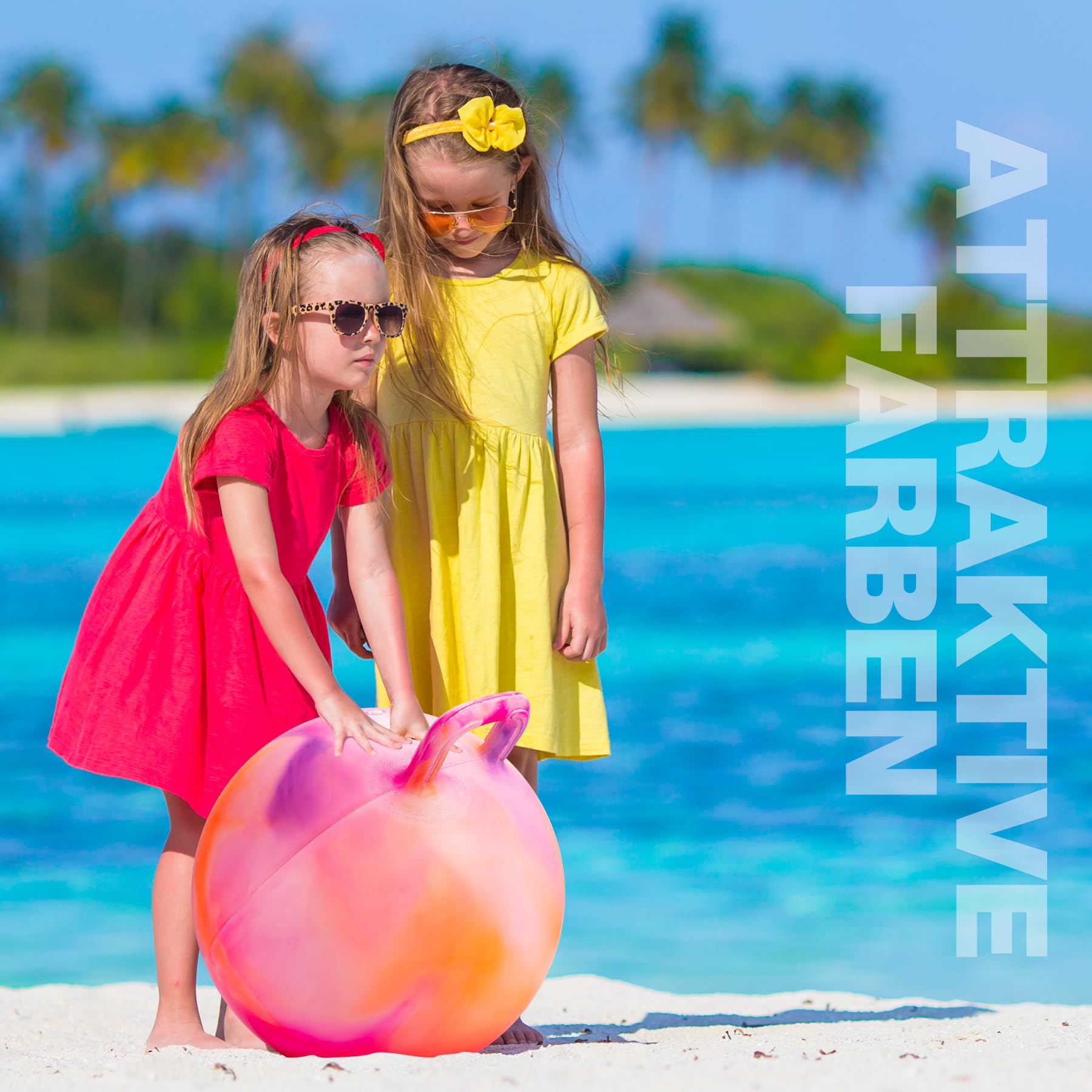 U&C Planet 55cm Hüpfball Sprungball mit Griff, 100 KG belastbar Space Hopper mit Luftpumpe Spielzeug für Kinder 7-12 Jahre Drinnen & Draußen, Lernspielzeug für Balance & Koordination, Wolke Orange