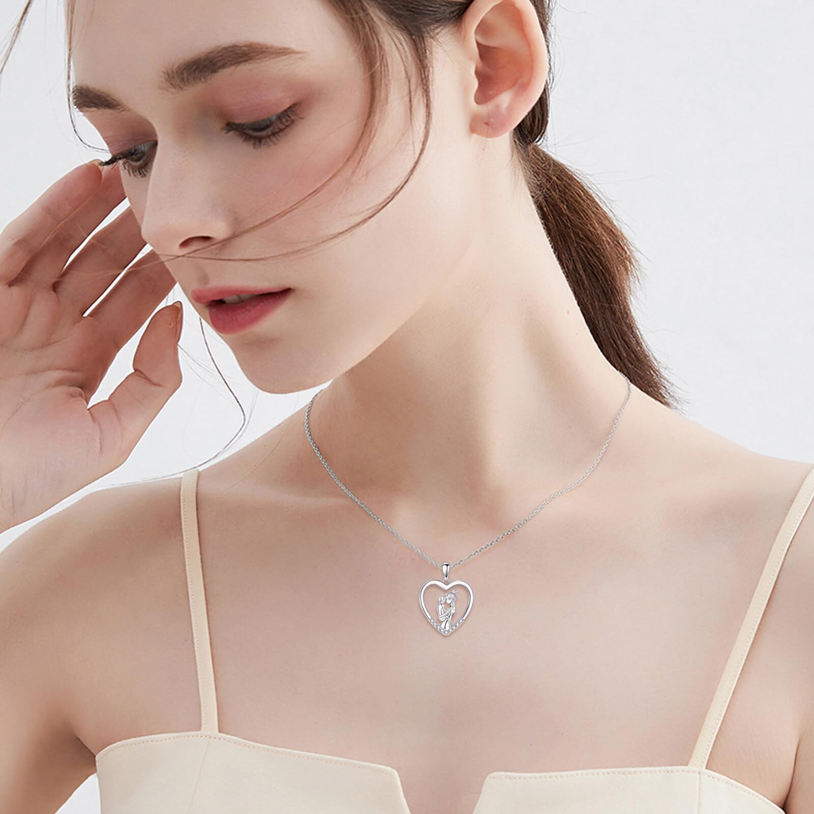 YAFEINI Mutter und Tochter Kette 925 Sterling Silber Mama Bilder Foto Medaillon Herz Halskette Anhänger Halskette Schmuck Geschenke für Mama