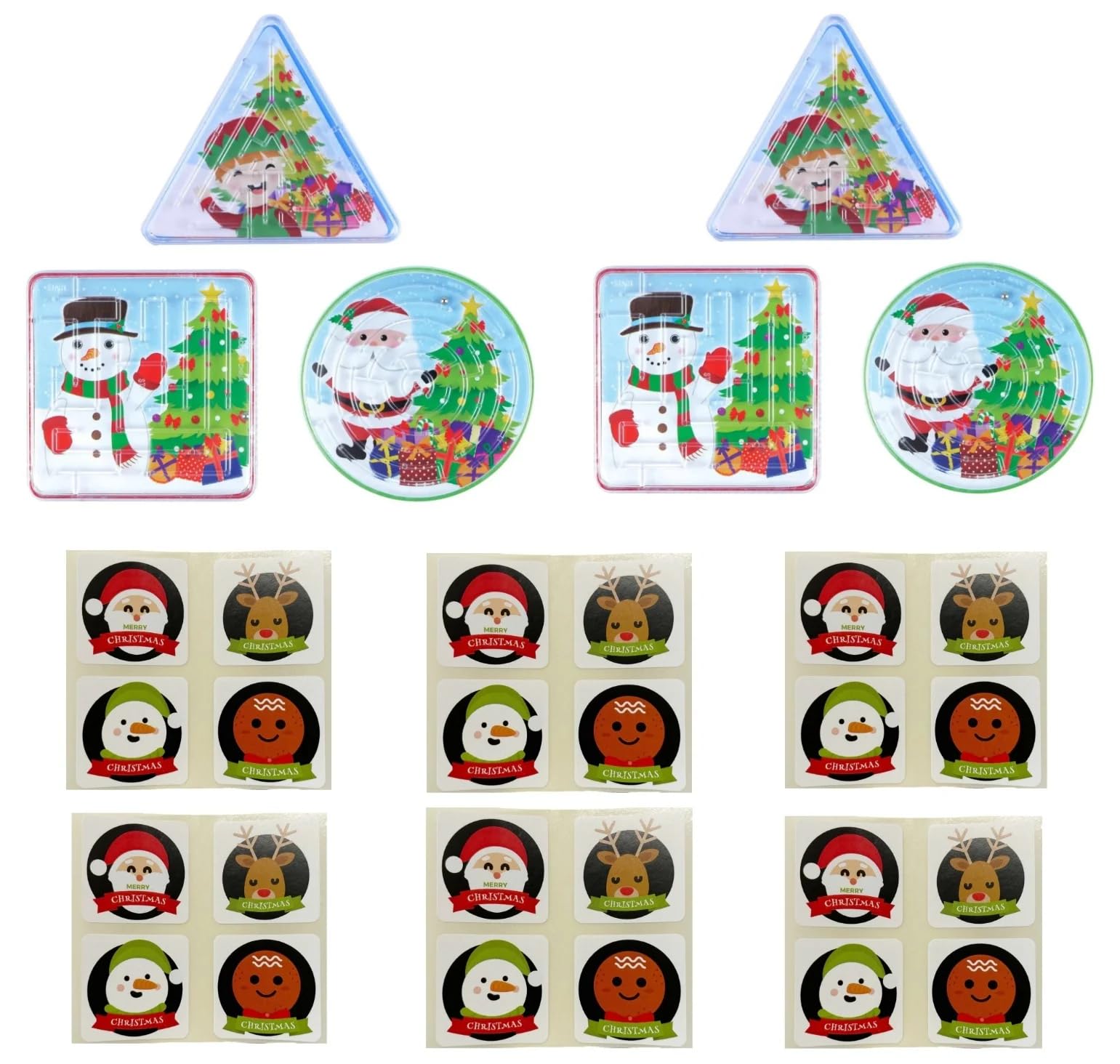 Anila's Christmas Mini Puzzle Mazes with Sticker Sheets. Party Bag Favours, Stocking Fillers, Lucky Dip Prizes & Christmas Eve Boxes. 24 Xmas Themed Puzzle Mazes with Stickers