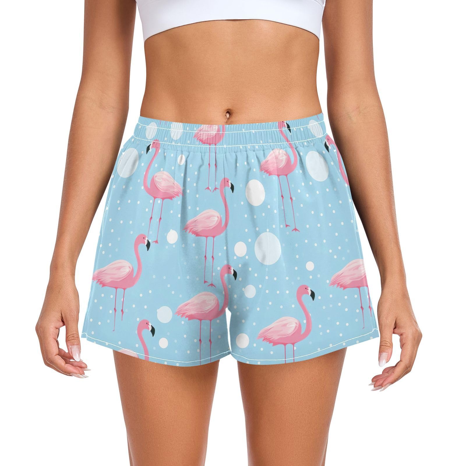 UMIRIKO Women Athletic Shorts Pink Flamingo Running Shorts for Women 2XL 202a8724