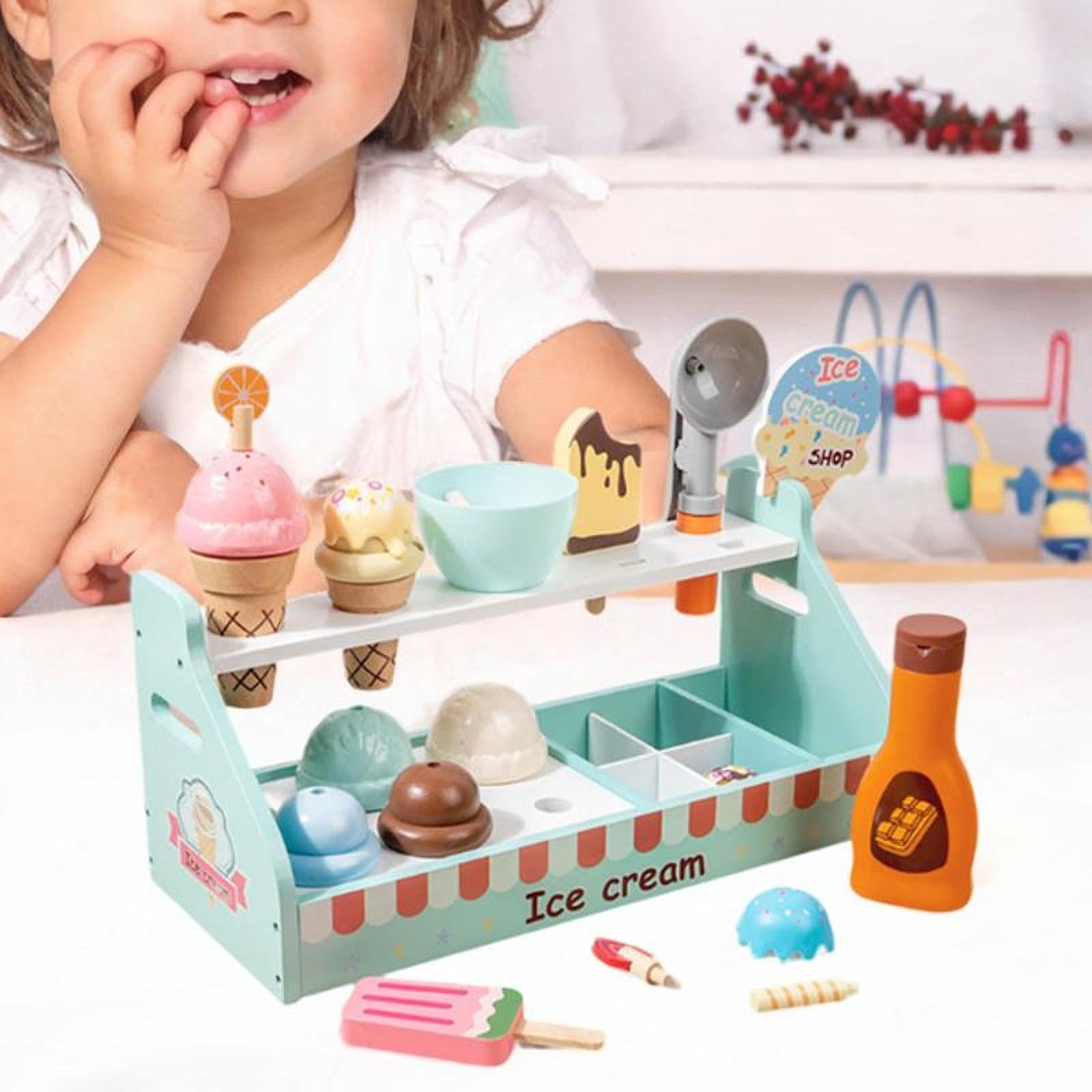 Juego de Helados de Madera, Juguete de Comida de Juguete, Juego de Helados