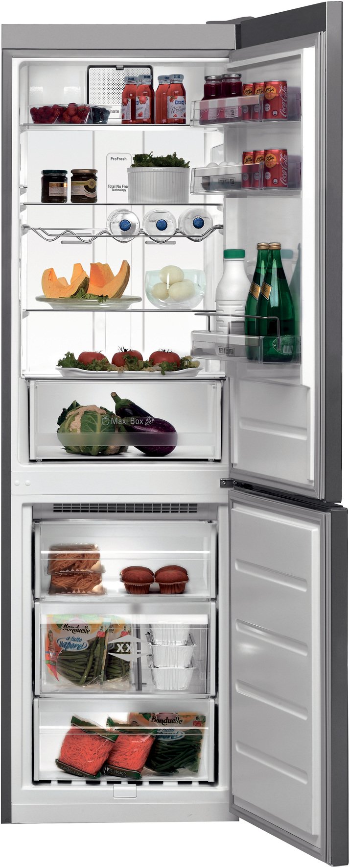 Bauknecht - Congélateur KGNF 18 A3 - Combinaison réfrigérateur-congélateur - A+++ - 189 cm de haut - Espace frais de222 l - Espace congélateur de97 L - ProFresh - NoFrost - ProTouch - Acier inoxydable