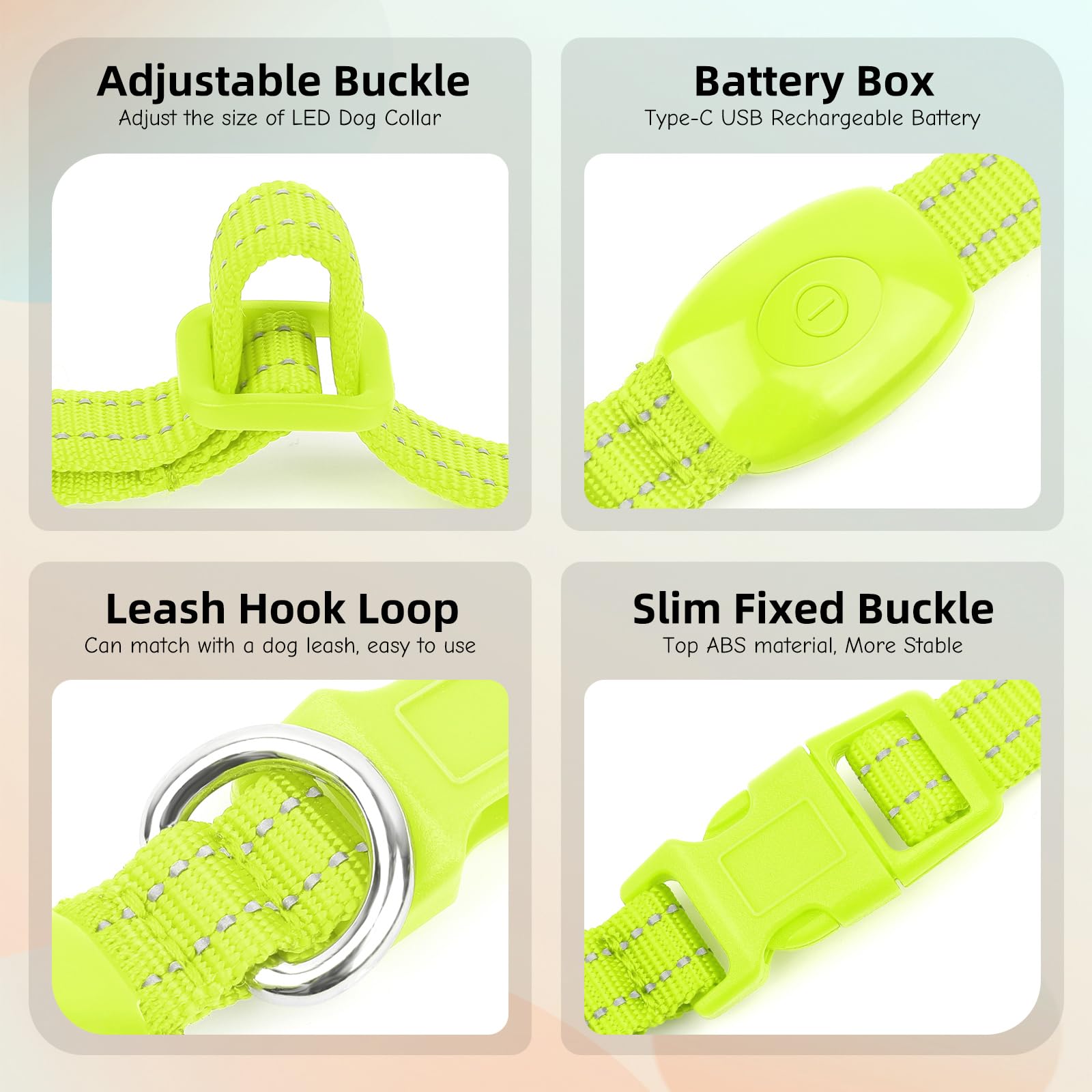 Clan_X cane collare, USB ricaricabile illuminazione LED per cani, Glow in Dark, riflettente collari Keep your Pets visibile & Safe, XS (8.5-11.8inch/21.5-29.9cm), Verde fluorescente