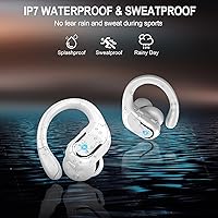 Vista 7 de Auriculares inalámbricos, auriculares inalámbricos Bluetooth 5.3 deportivos 2023 con estéreo de alta fidelidad, auriculares inalámbricos 75H