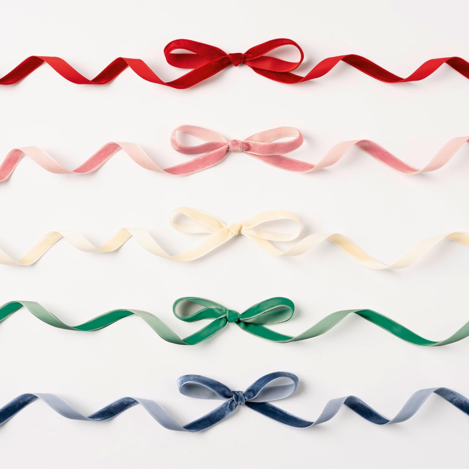 folia 12142 Classic Velvet Ribbons, 5 x 2 m, Velvet Ribbon Mix in Classic Colours, as Decorative Ribbon or as Gift Ribbon