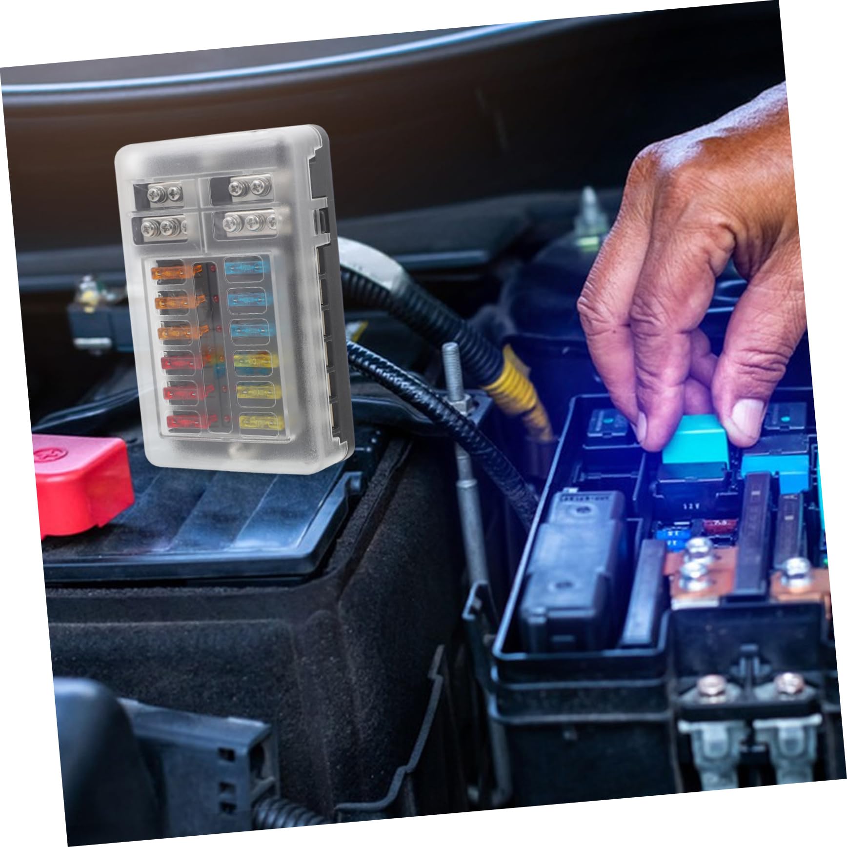 Gatuida 100a Sicherungsverteilerblock für Autos Sicherungskasten für Boote und Wohnmobile Elektrischer Verteilerblock mit Sicherungsblöcken