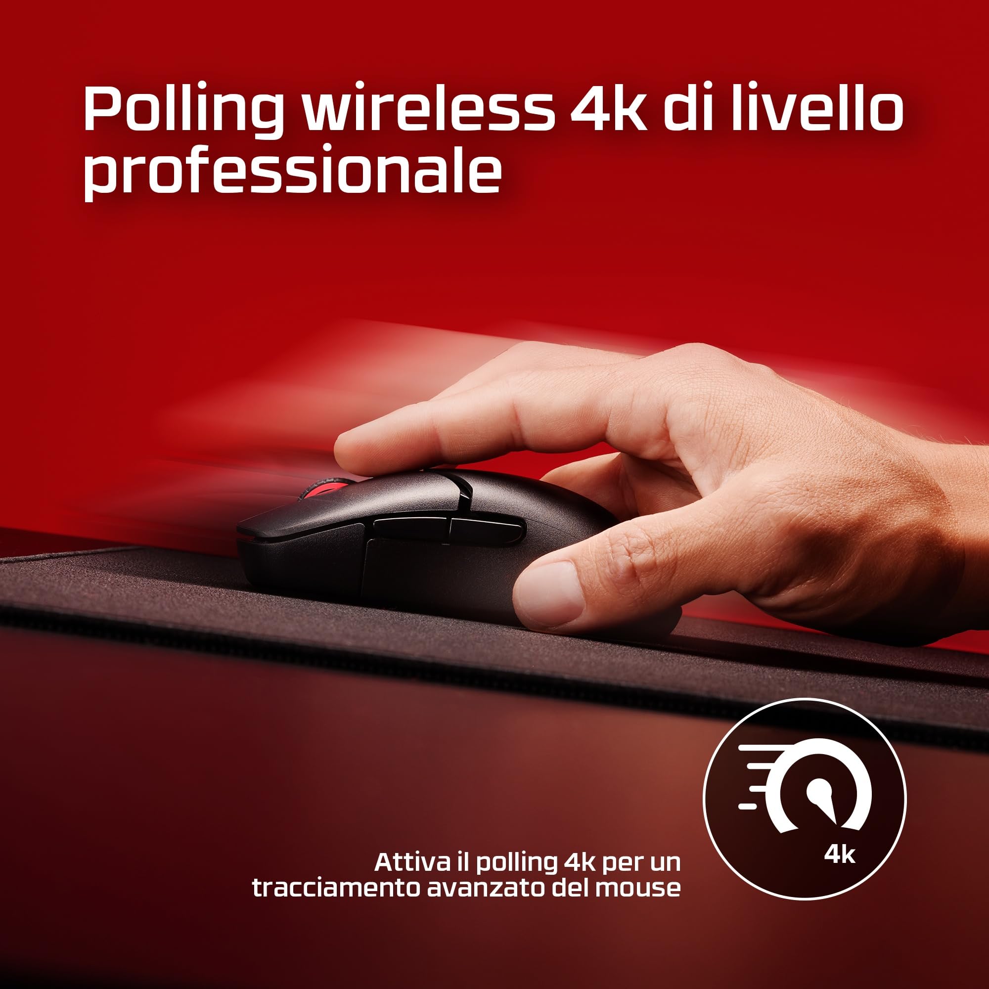 HyperX Pulsefire Saga Pro Wireless Gaming Mouse – 4K Wireless Polling, 2.4GHz e Bluetooth, design modulare con 16 regolazioni, durata della batteria 90h, 72g Ultraleggero, software NGENUITY, NVIDIA