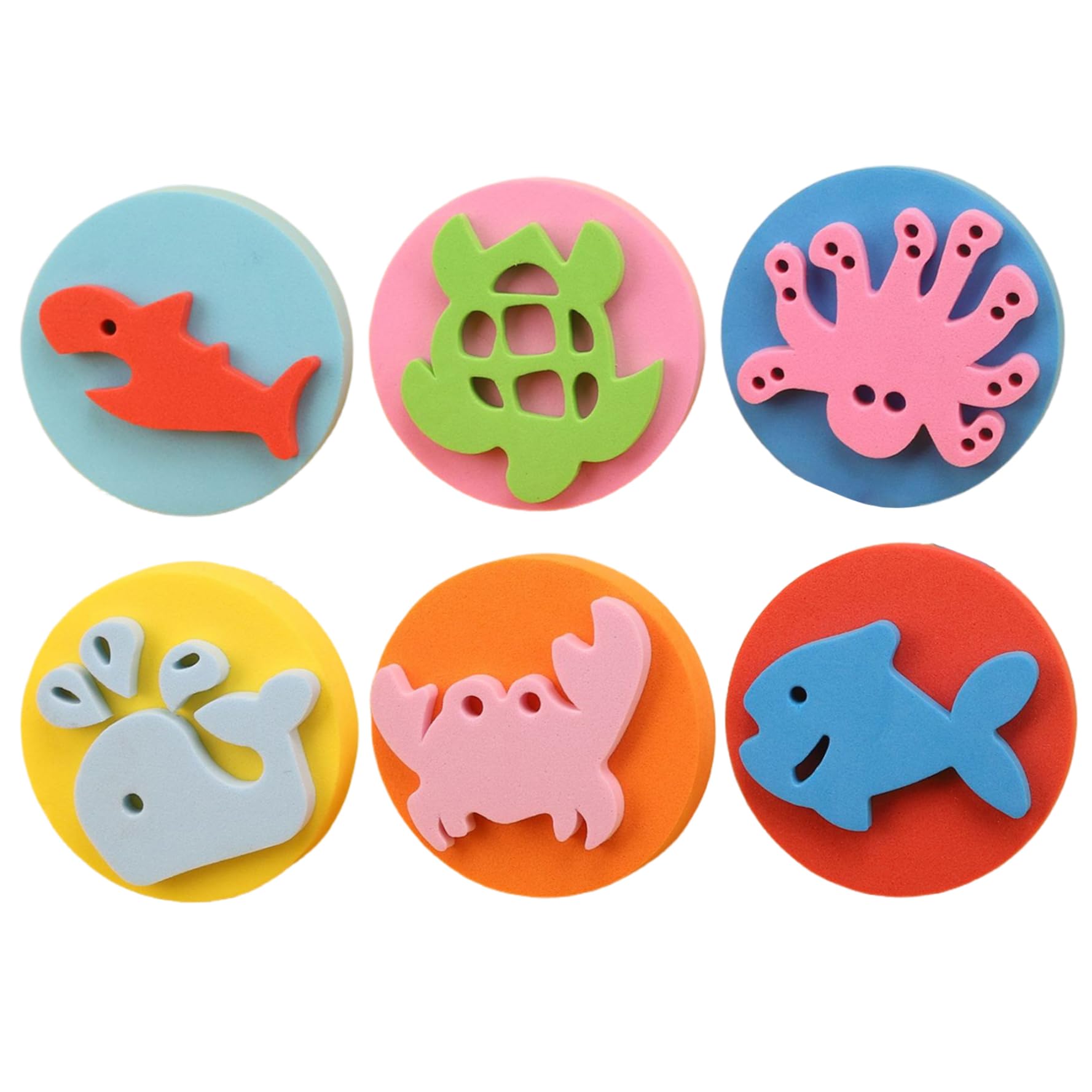 Monetais Colorful 6Pcs Paint Sponges For Kids, Eva Paint Stamper Ocean Animal Pattern Art Sponges For Early Learning Finger Drawing Crafts And Diy