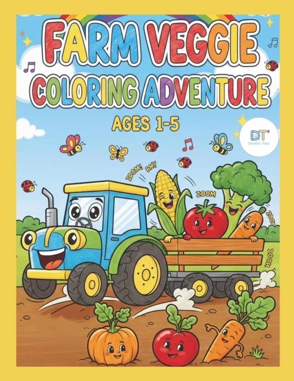 Farm Veggie: Coloring Adventure: A Big and Simple Vegetables and Farm Coloring Book for Toddlers and Kids Ages 1-5