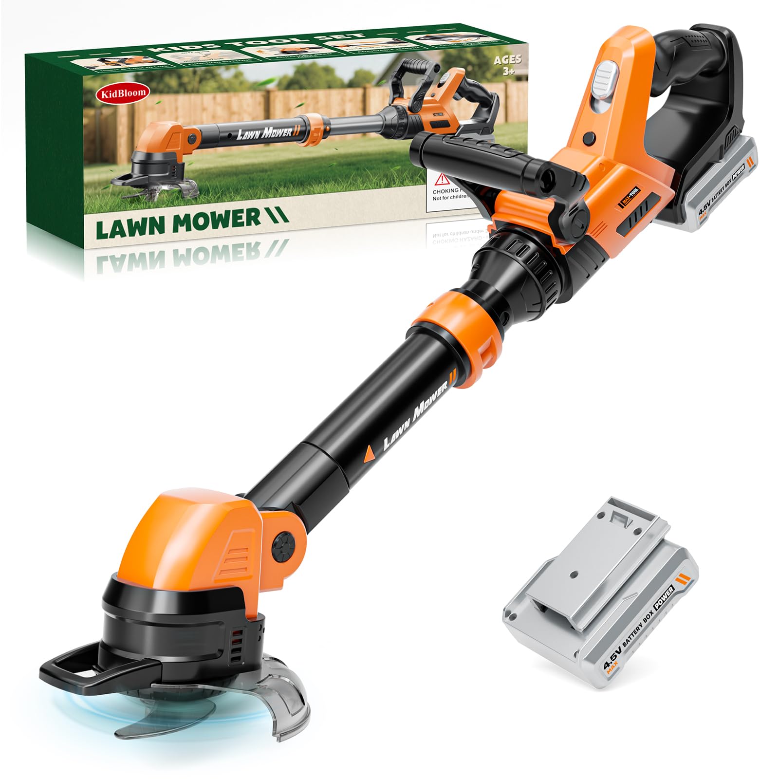 KidBloom Tagliaerba Giocattolo per Bambini con Effetti Sonori e Luci, Attrezzi da Lavoro Giochi da Esterno per Bambini, Regalo Bambino 3 Anni Maschio