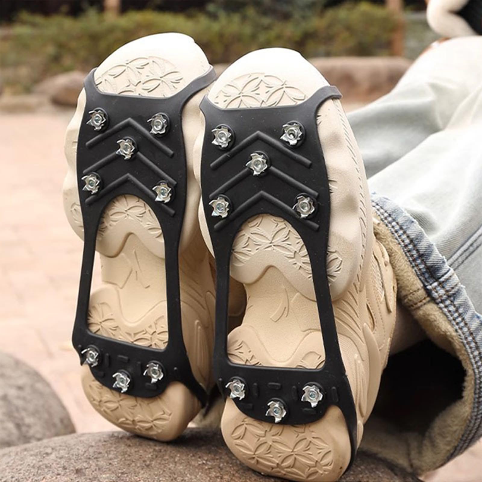 Crampons Neige, Crampons pour Chaussures d'hiver, Crampons avec 8 Dents, Crampons Antidérapants avec Pointes en Acier Inoxydable, Crampons Neige Antidérapants