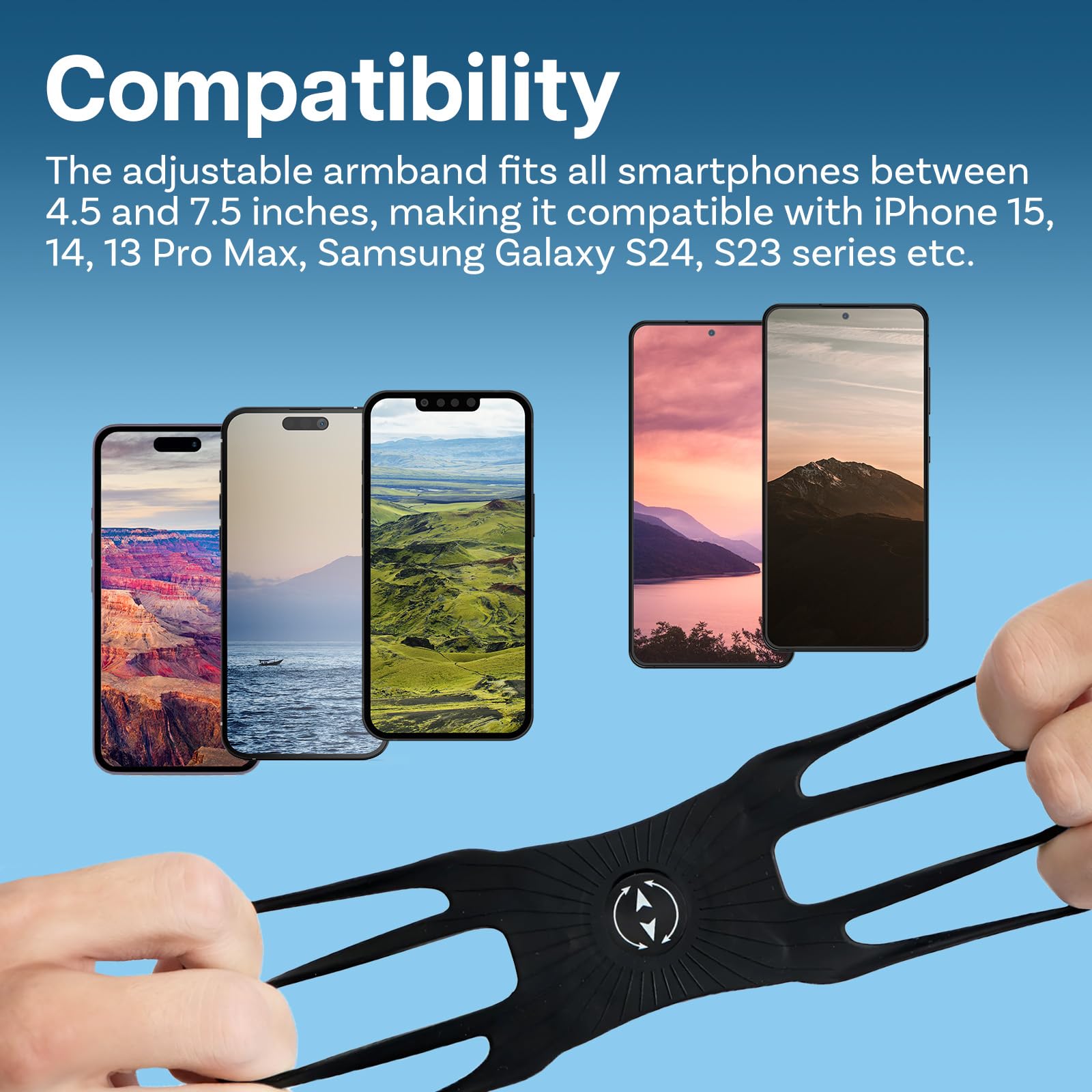 MMOBIEL Sportarmband Handy 360° Drehbares Handy Armband Joggen – Handyhalterung für iPhone 17 16 15 14 13 Pro Max, Samsung Galaxy S26 S25 S24 S23 Serie – Passend für alle 4.5 – 7.5 Zoll Smartphones