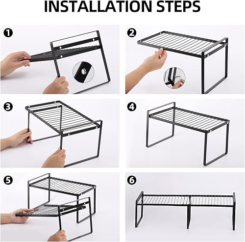 Miniatura 5 de Organizador de estante de gabinete de cocina expandible, estante de almacenamiento de encimera a prueba de óxido para baño, armario, despensa,