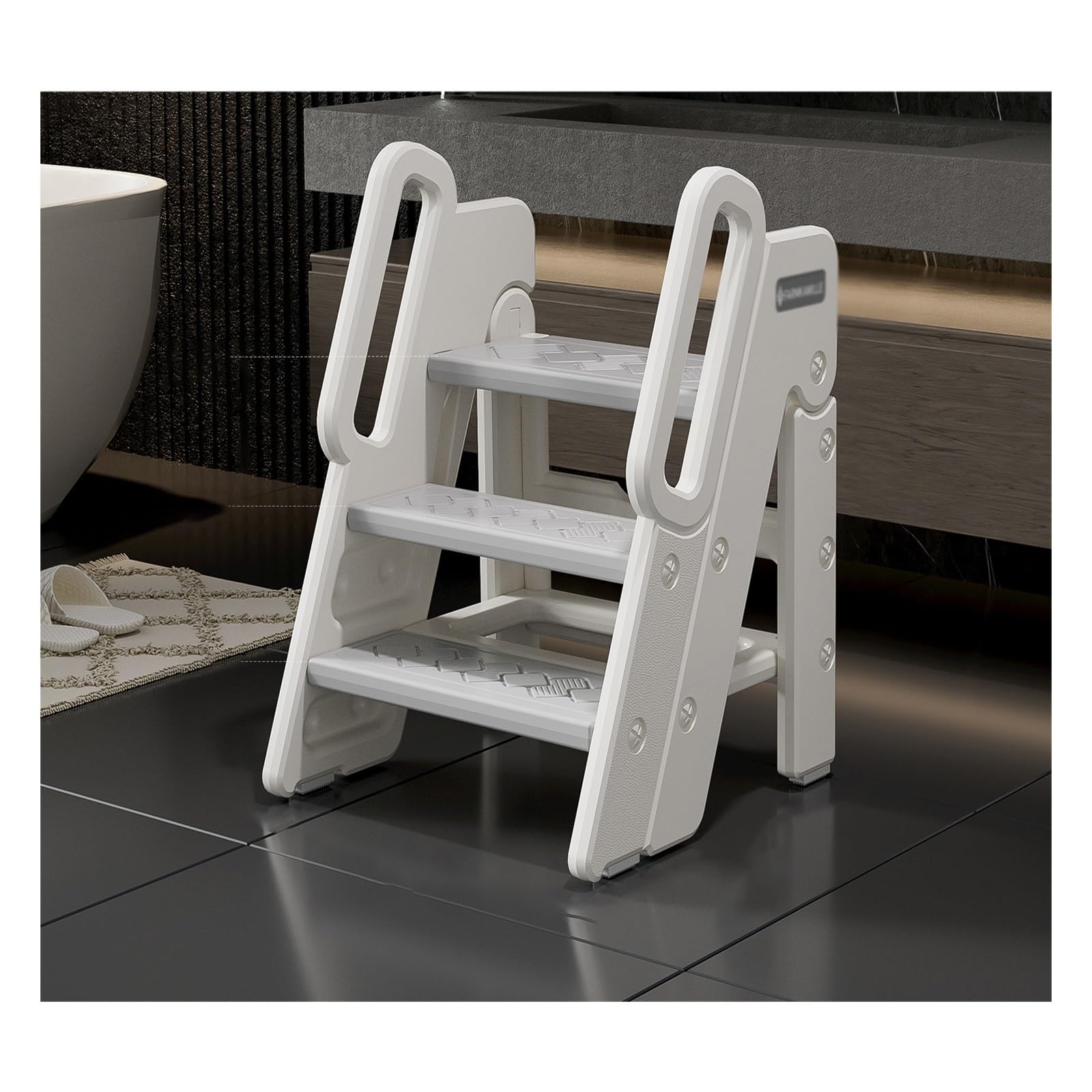 step stool, Stable Load-Bearing, Non-Slip Design, Multi-Functional, Suitable for Multiple Scenarios(Silver)