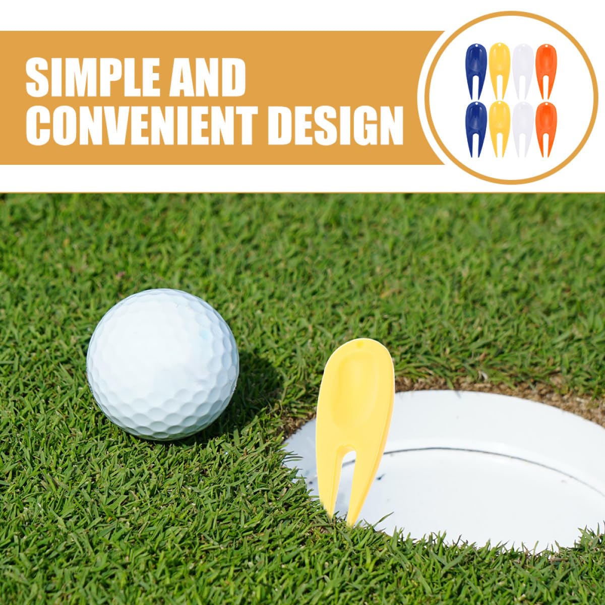 Set de 8 Horquillas de Plástico para Reparación de Chuletas en Green de Golf, Herramienta Portátil y Delicada para Uso en Campo de Golf al Aire Libre