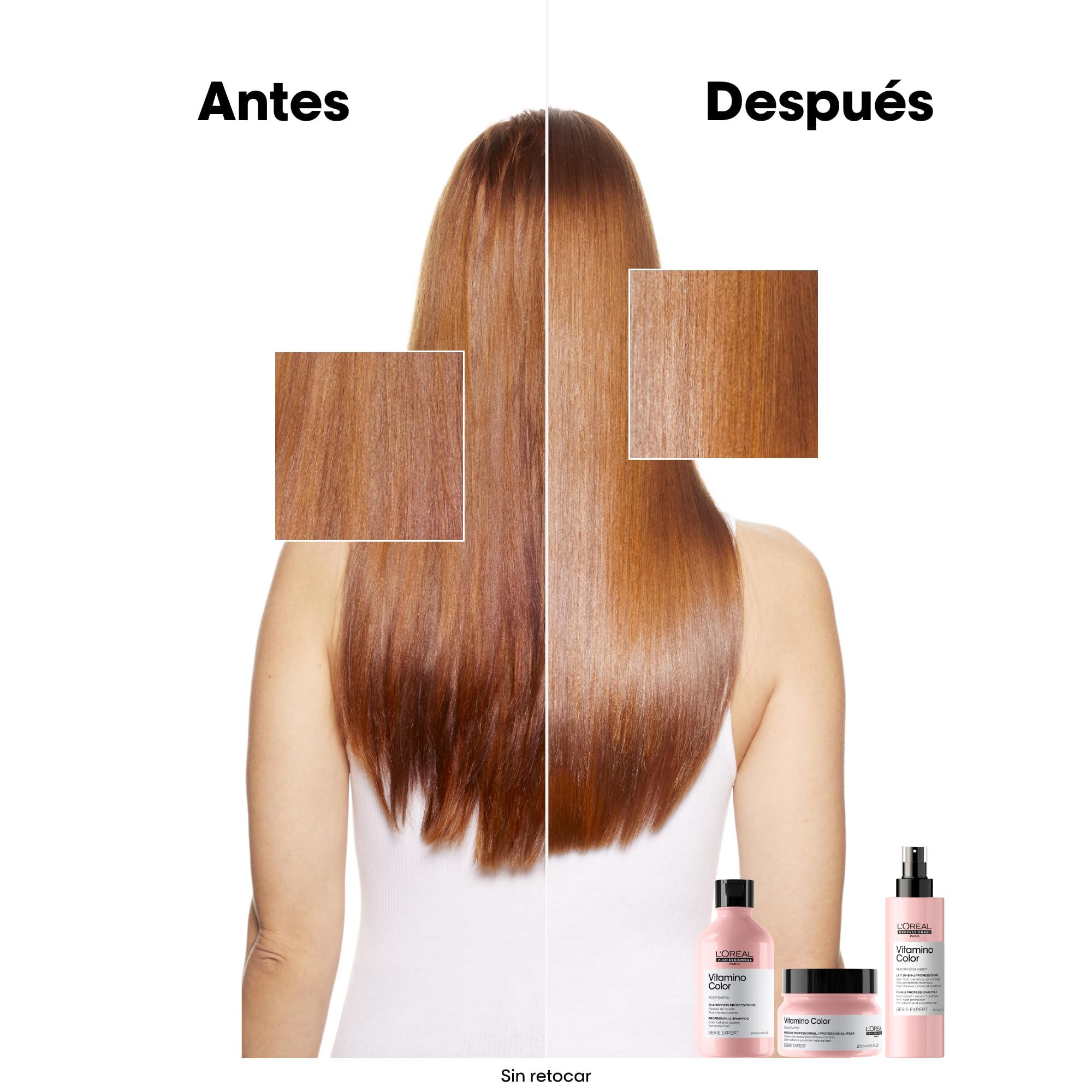 L’Oréal Professionnel, Pack Sostenible, Champú y Recarga Profesional, Protector de Color con Resveratrol, para Cabello Teñido o con Mechas, Vitamino Color, 500 ml + 500 ml