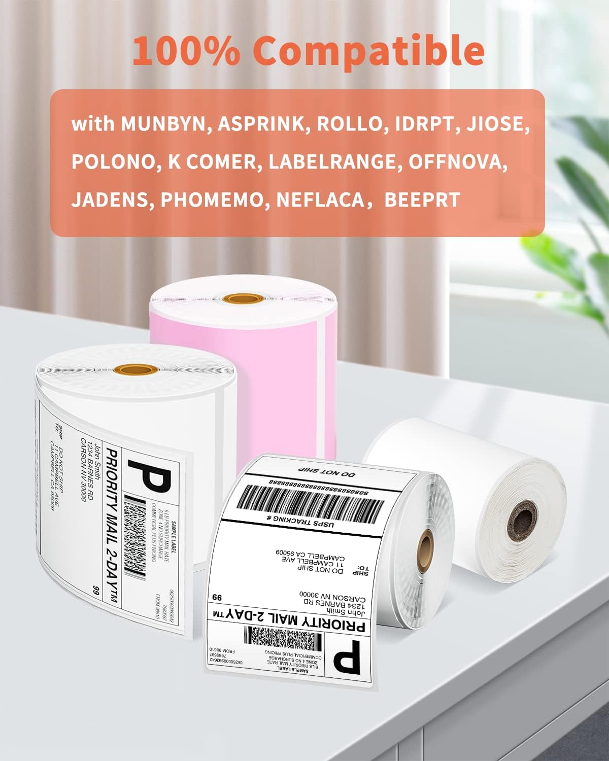 Phomemo 4x6 Thermal Label Printer Paper - 500 PCS Pink 4"x6" Labels Roll Shipping Supplies Labels - Water/Oilproof Stickers - Permanent Adhesive Thermal Shipping Label for Ship Packages - Image 4