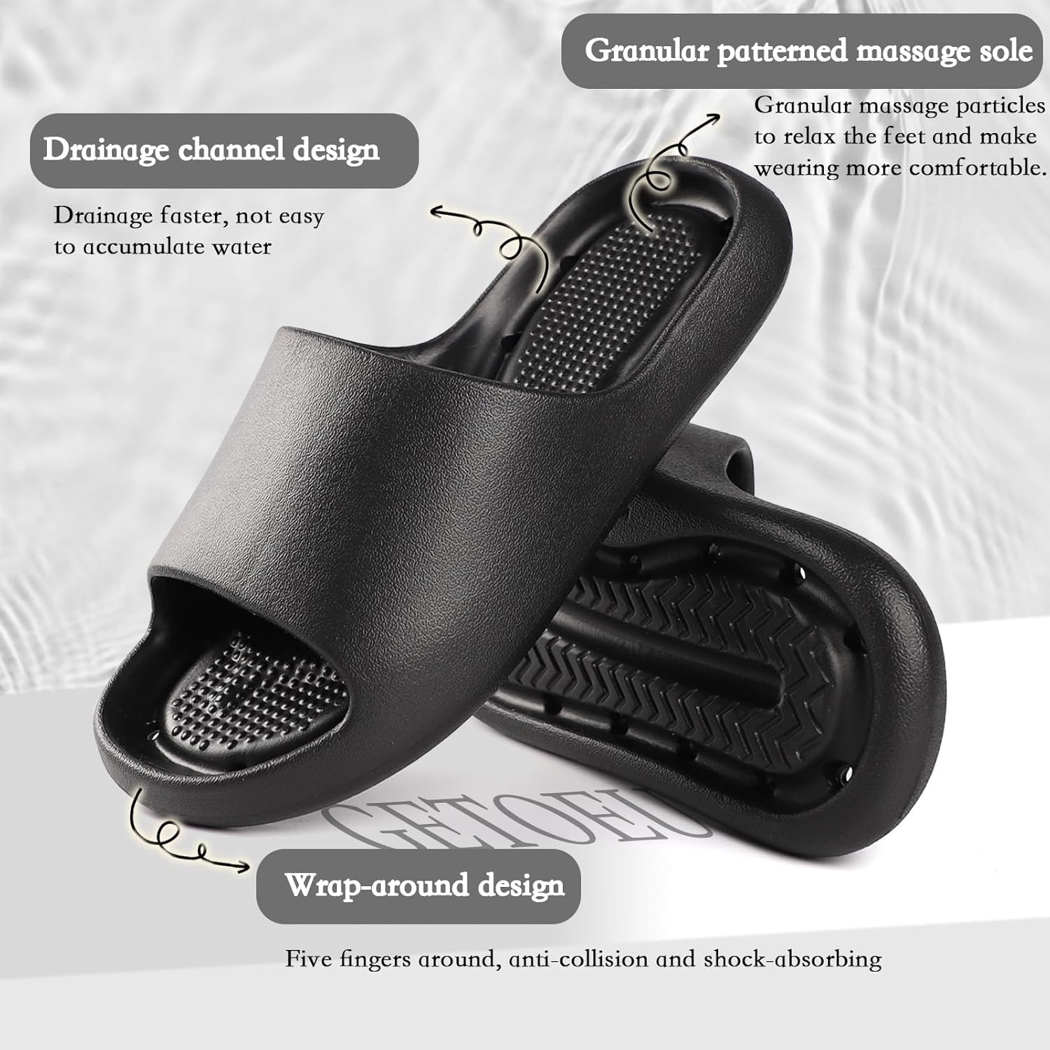 GETOEU Shower Shoes for Women and Men Massage Slide Sandals Soft Cushioned Anti-Slip Pool Slides Comfort Arch Support Quick Drying Shower Shoes with Drain Holes Bathroom Slides Slippers - Image 4