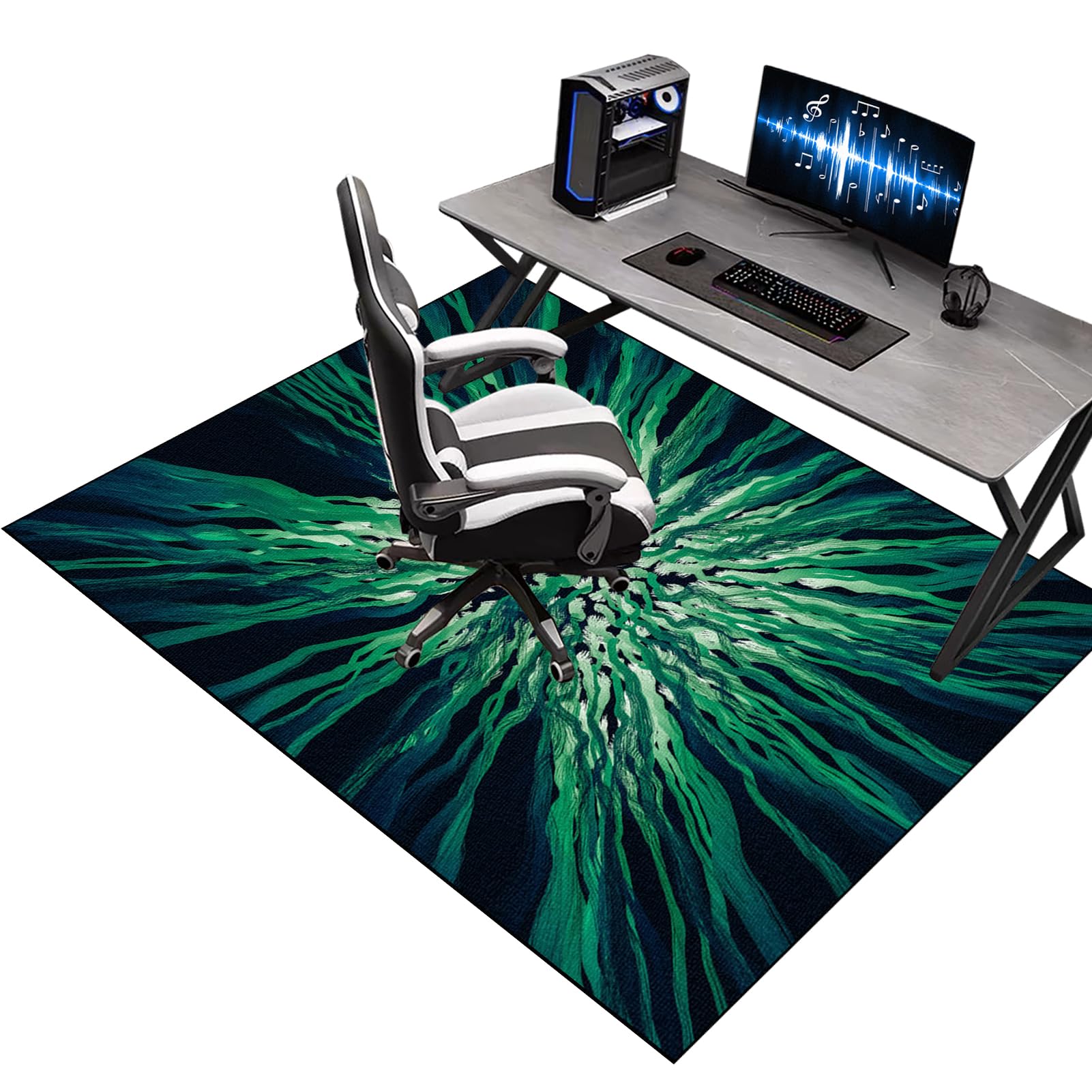 Office Gaming Chair Mats for Carpeted Floor, 130 x 150 cm Gaming Rug for Hard Floor, Desk Chair Floor Protector Mat for Carpet, Computer Floor Mat for Carpets, Floor Protector for Rolling Chair