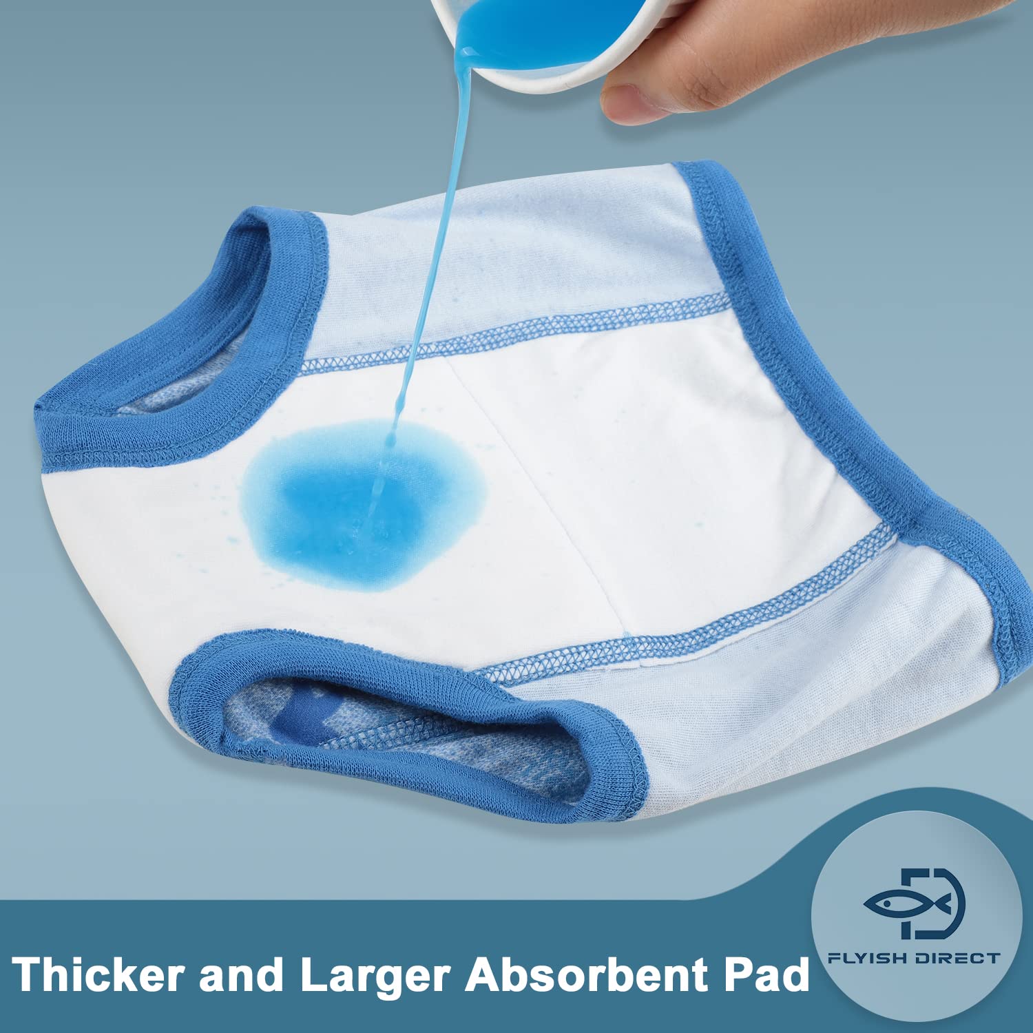 FLYISH DIRECT Calzones de Entrenamiento niño Reutilizables Algodón | Absorbentes Pañales de Aprendizaje Niño| Ropa Interior de Entrenamiento 10 Packs | Azul, 5 años - 3