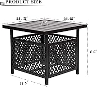 Vista 3 de SOLAURA Mesa auxiliar de patio con agujero para sombrilla de 1.57 pulgadas, mesa cuadrada para patio al aire libre con base de sombrilla de hierro