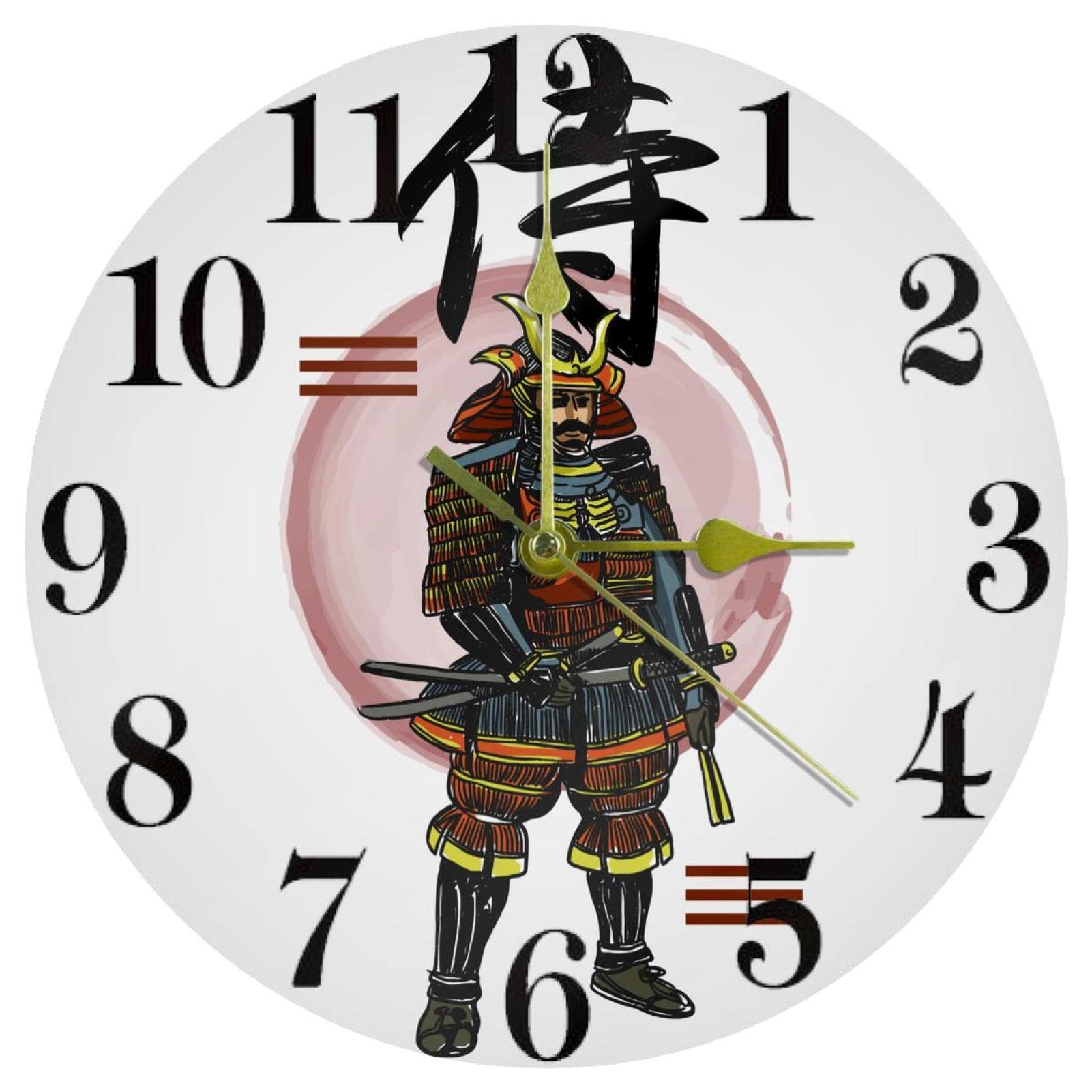 Horloge murale sans tic-tac résolvant les bruits nocturnes avec design japonais abstrait