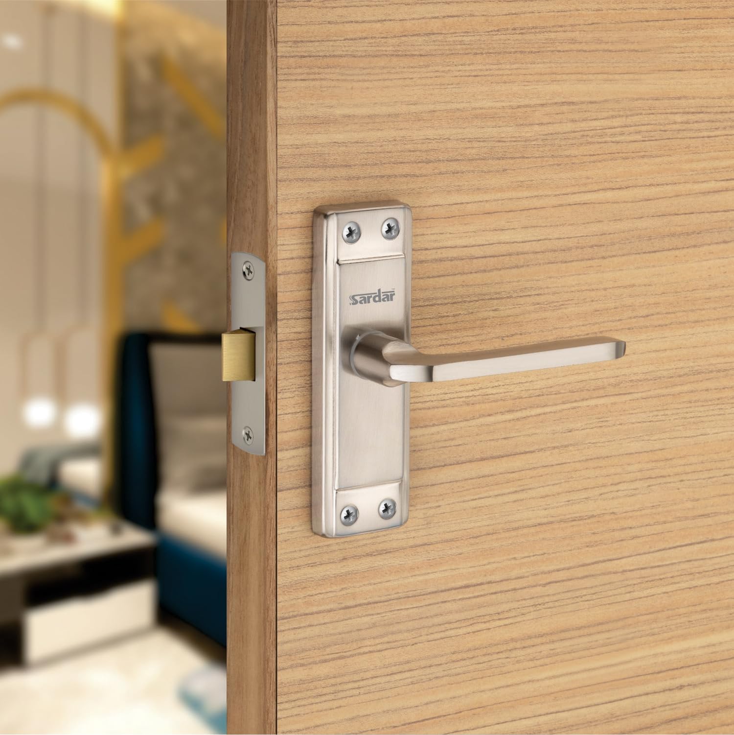 SARDAR Russo 5" Silver Iron Bathroom Door Handle Set with Keyless Baby Latch-Tower Bolt/Push to Close Latch (with Baby Latch)-image-42