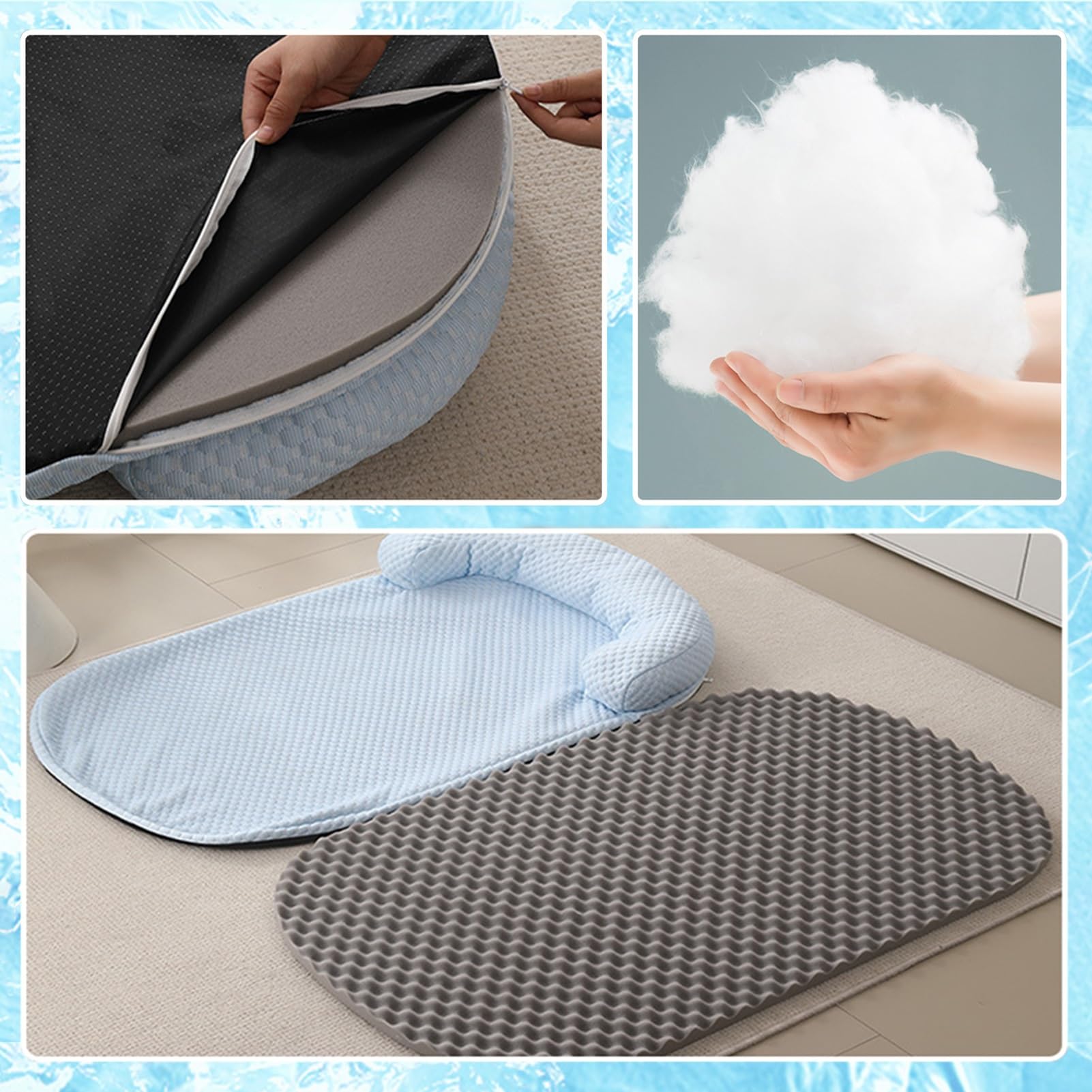 Alfombrilla de refrigeración para perros y gatos, lavable, almohadilla de seda de hielo, antideslizante, cómoda, manta de refrigeración para mascotas de verano (gris, 150 x 100 cm)
