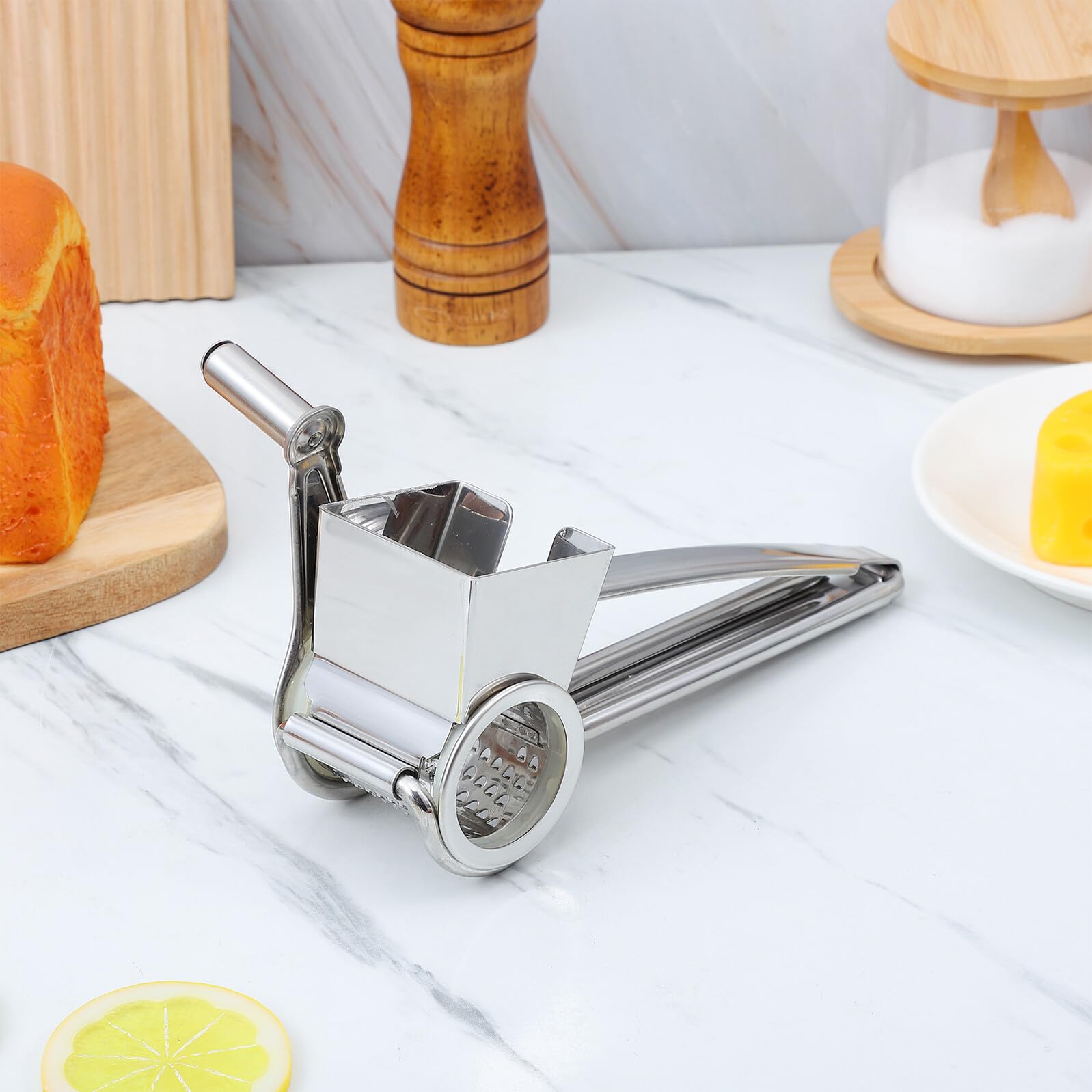 Käsekurbelreibe aus Edelstahl mit Handkurbel Geruchlos Silberfarben für Küche und Konditorei Langlebige Küchenkurbelreibe für Käse und Knoblauch