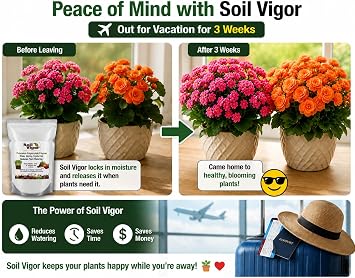 Soil Vigor Premium Potassium Polyacrylate Water Storing Crystals 1lb Fine Granular 20-100 Mesh Agricultural Grade Soil Conditioner for Gardens Lawns Trees Houseplants Drought Defense