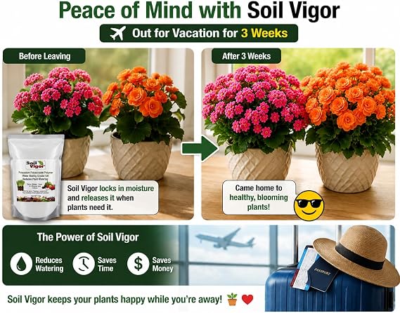 Soil Vigor Premium Potassium Polyacrylate Water Storing Crystals 1lb Fine Granular 20-100 Mesh Agricultural Grade Soil Conditioner for Gardens Lawns Trees Houseplants Drought Defense