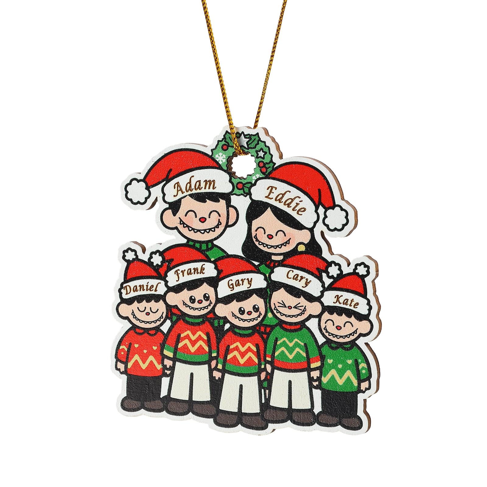 Lolatide 7 Names 2025 Personalised Dated Ornament Family Of 3-10 Christmas Together, Custom Wood Family Christmas Tree Bauble With Names, Warm Xmas Gift