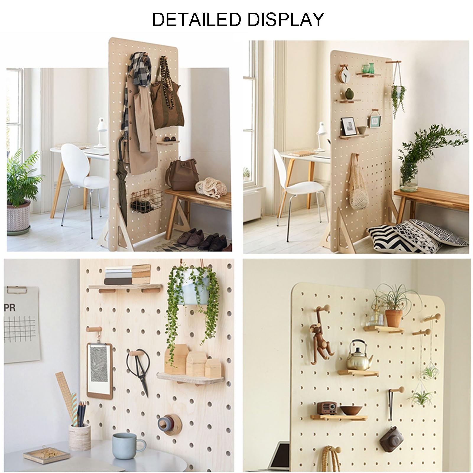 Peg Board-Raumteiler, Pegboard-Ausstellungsständer aus Holz, freistehende Pegboard-Bildschirme mit Stützfüßen, für Handelsmessen, Kunsthandwerksmessen, Heim-Wand-Organizer (weiß, Stil 2)