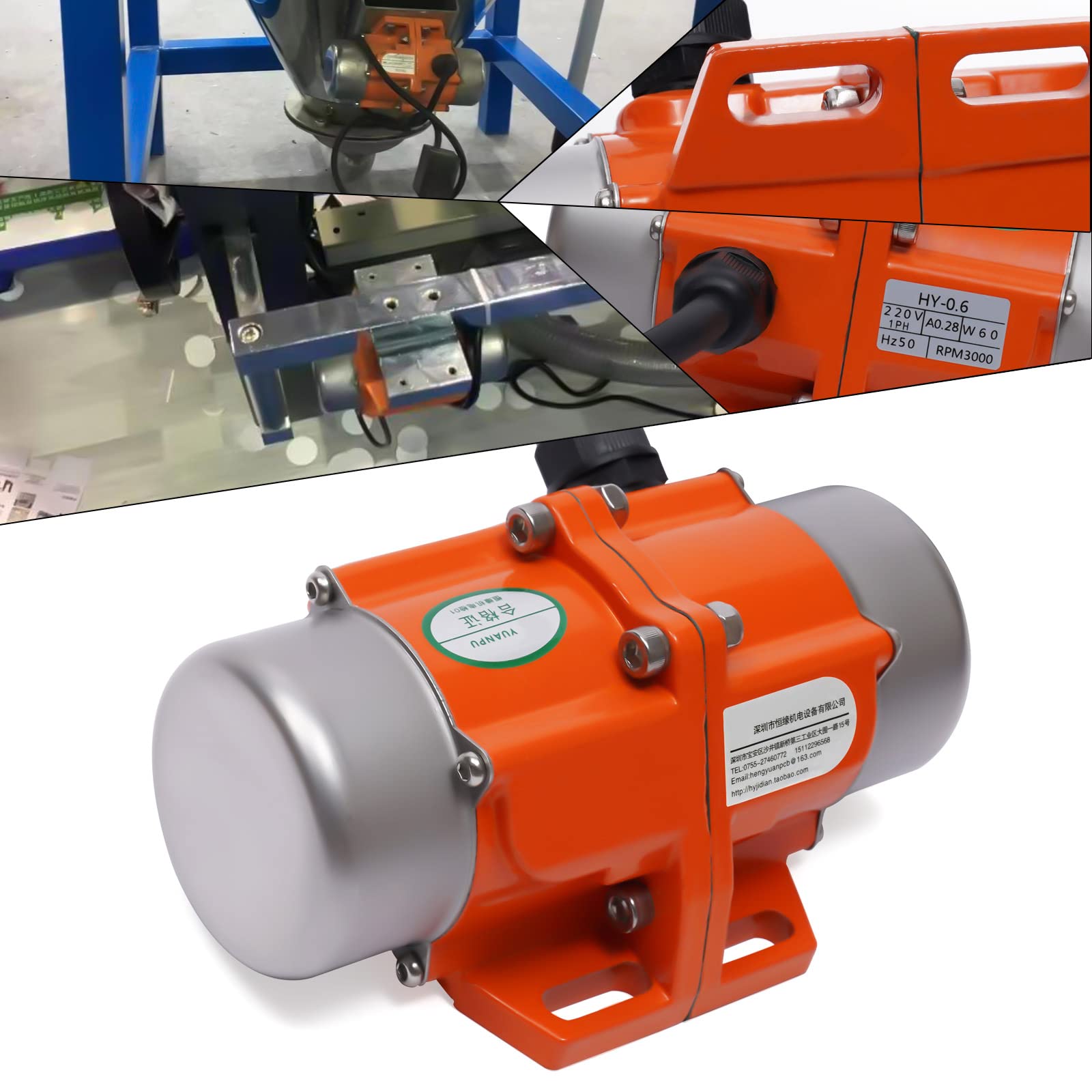 Vibrationsmotor 60W Rüttelmotor 220V 3000 U/min Vibration Motor 1-Phase Vibrationsmotor Elektrischer R ttler für Mining, Metallurgy, Coal, Electricity
