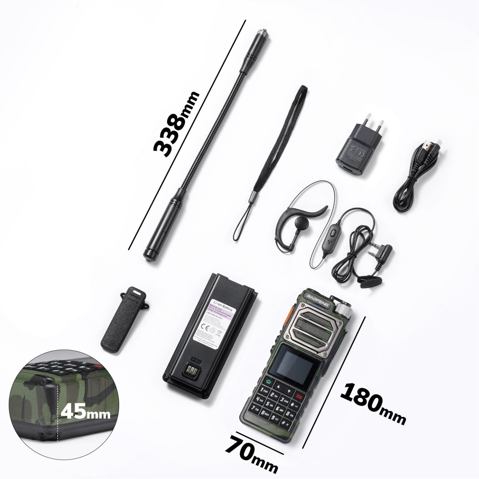 BAOFENG UV-25 Tri-Power Amateur radio ręczne, 10 W, radio długodystansowe, odbiornik UHF VHF FM Air, 5200 mAh, ładowanie typu C, antena taktyczna typu C