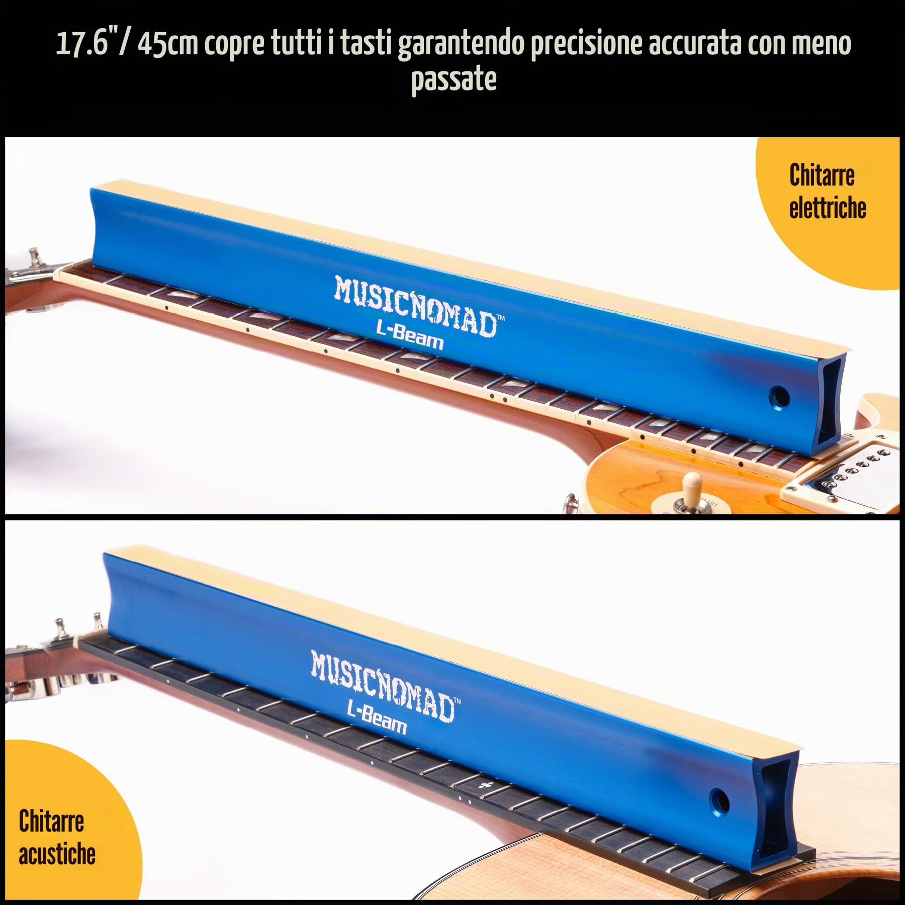 L-Beam, Livella per levigare chitarra elettrica e acustica - 45 cm