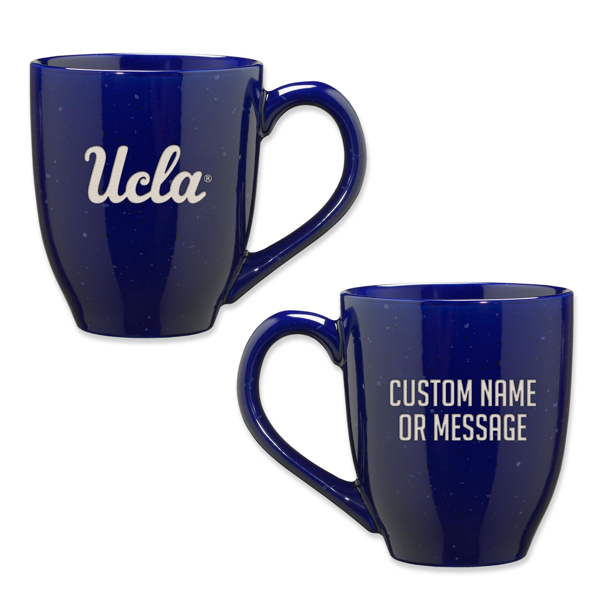 Rico Industries NCAA UCLA Bruins Royal Blue Personalized 16 oz Team Color Laser Engraved Speckled Ceramic Coffee Mug