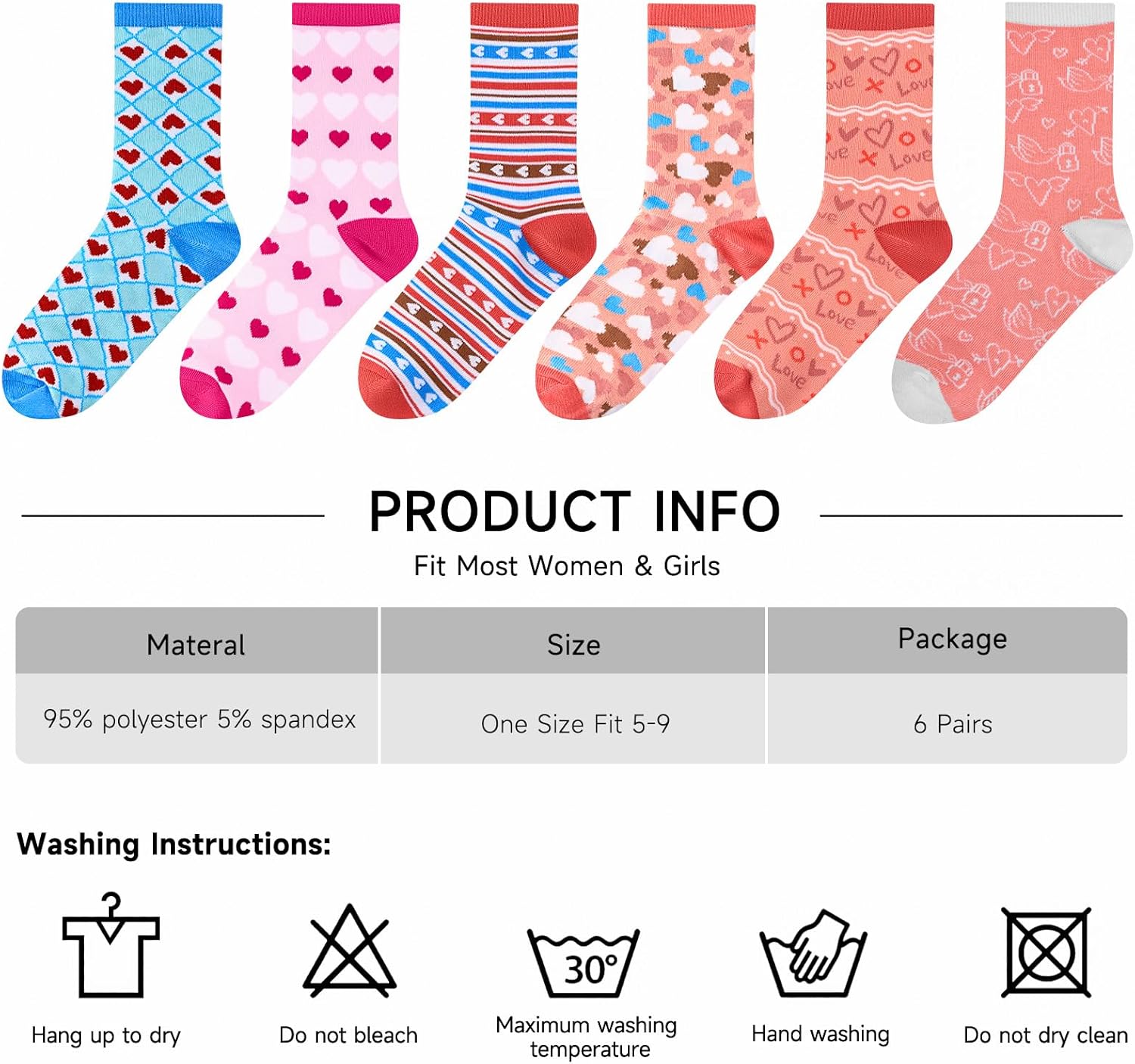 Max Fun 6 Pairs Women's Soft Comfy Cozy Crew Socks Funny Novelty Valentine’s Day Gifts - Image 4