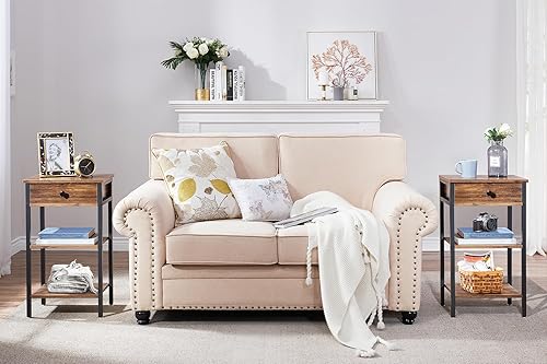 Miniatura 7 de VECELO Mesas auxiliares de extremo alto, mesita de noche de 27 pulgadas con estante de 3 niveles para sala de estar, dormitorio, espacios pequeños,