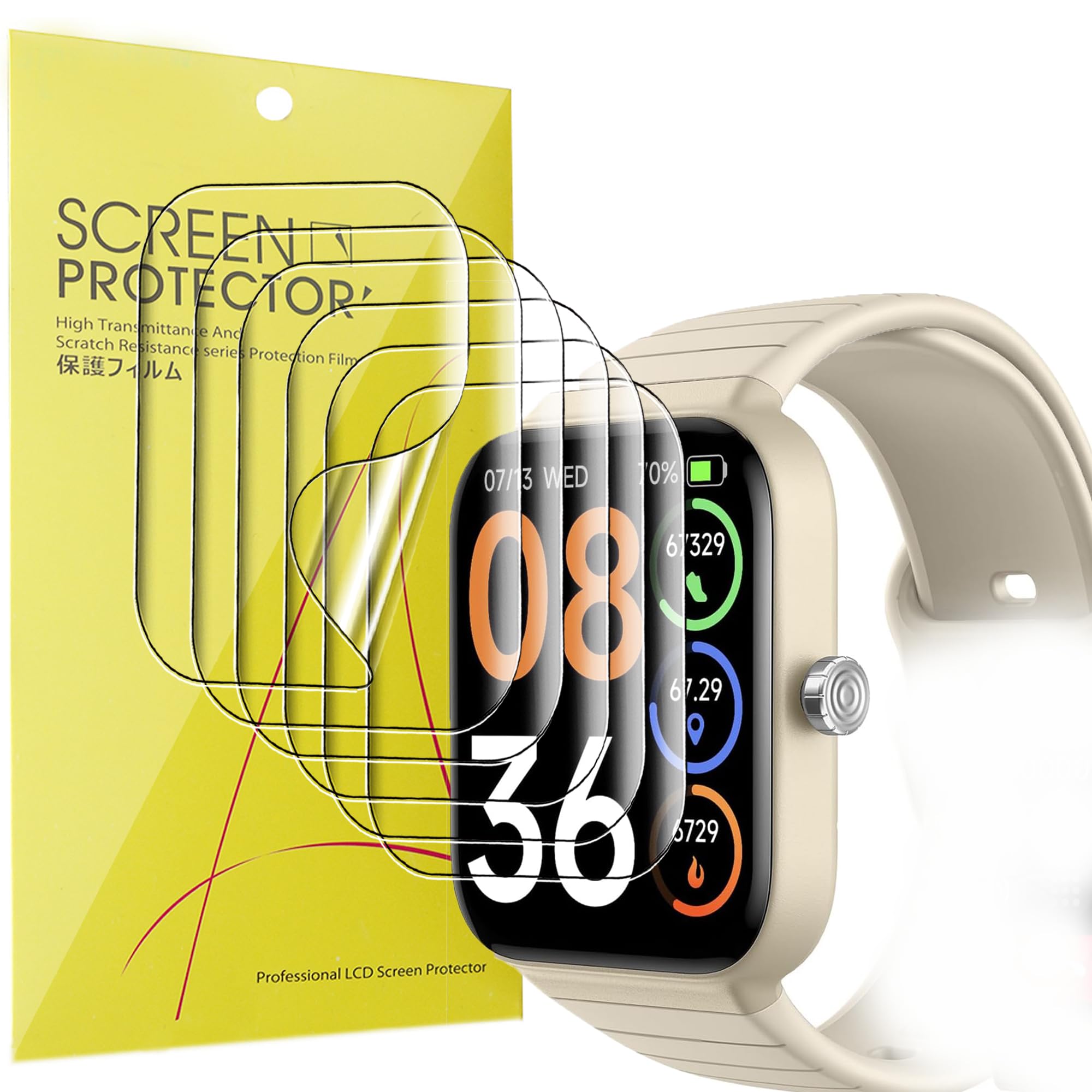 Lamshaw Compatible for SKG V7 Cyber Smart Watch Screen Protector, [6 Pack] Full Coverage TPU Clear Film Compatible for SKG V7 Cyber 1.8