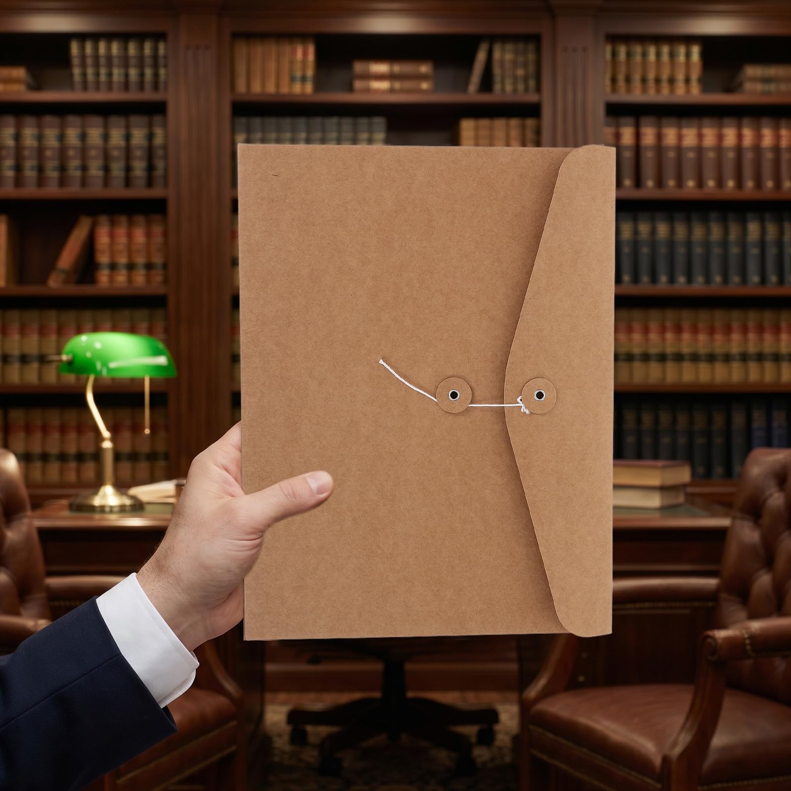 Lurrose 12 buste in carta kraft con chiusura a cordoncino, buste per documenti formato A4, portadocumenti espandibili per ufficio, raccoglitori e libretti.