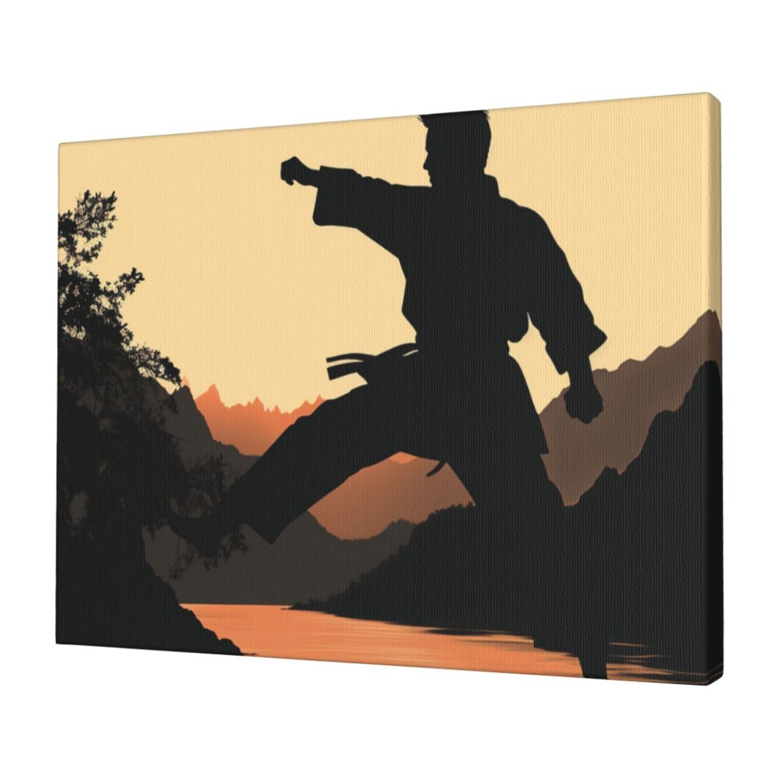 FodPand Canvas Wall Art for Living Room Wall Decor 12"x16" Modern Artwork Painting Pictures Hanging Canvas Prints Karate Aesthetic Wall Art for Bedroom Bathroom Office Wallart Decor