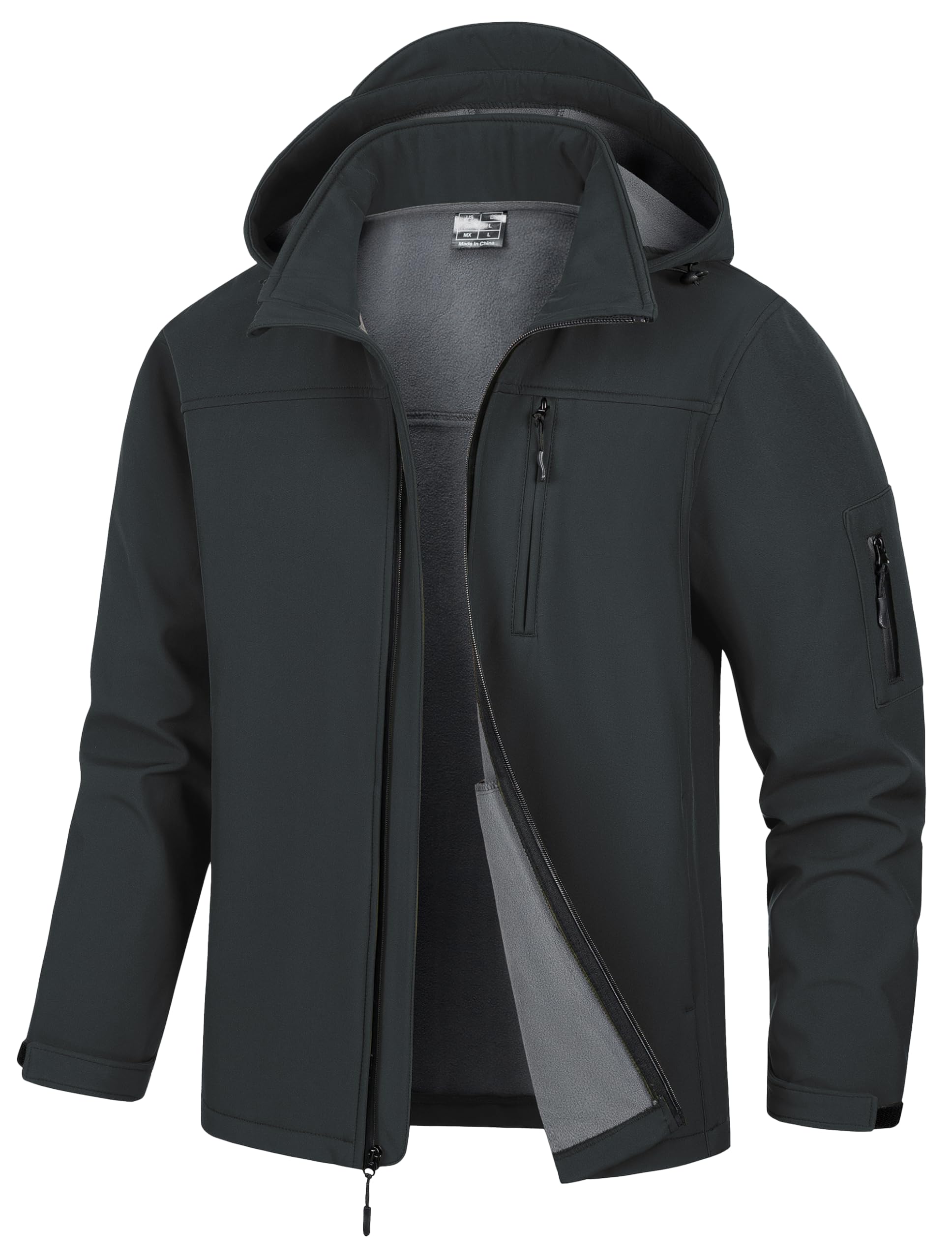 Chaqueta impermeable para hombre, con forro polar y capucha desmontable