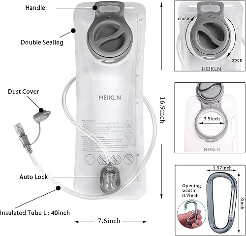 Miniatura 2 de Bolsa de hidratación de 1.5L-2L-3L, depósito de agua a prueba de fugas, sin BPA, bolsa de almacenamiento de agua militar, bolsa de hidratación,