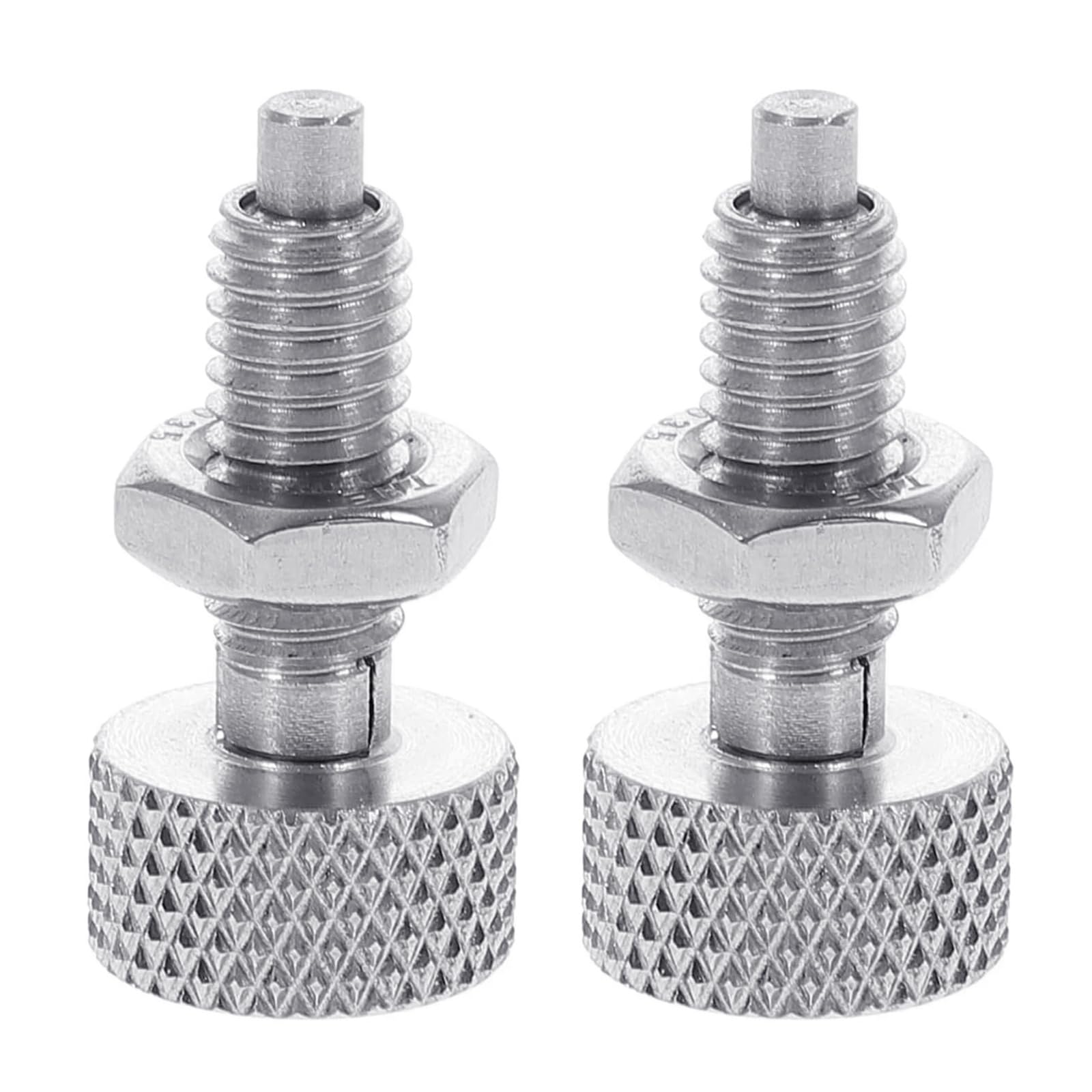 NUEAYMS 2 Pcs Spring Plunger Hand Retractable Spring Plunger Lock Out for Tool Box Spring Loaded Plunger Knob Silver Handle Knurled Knobs