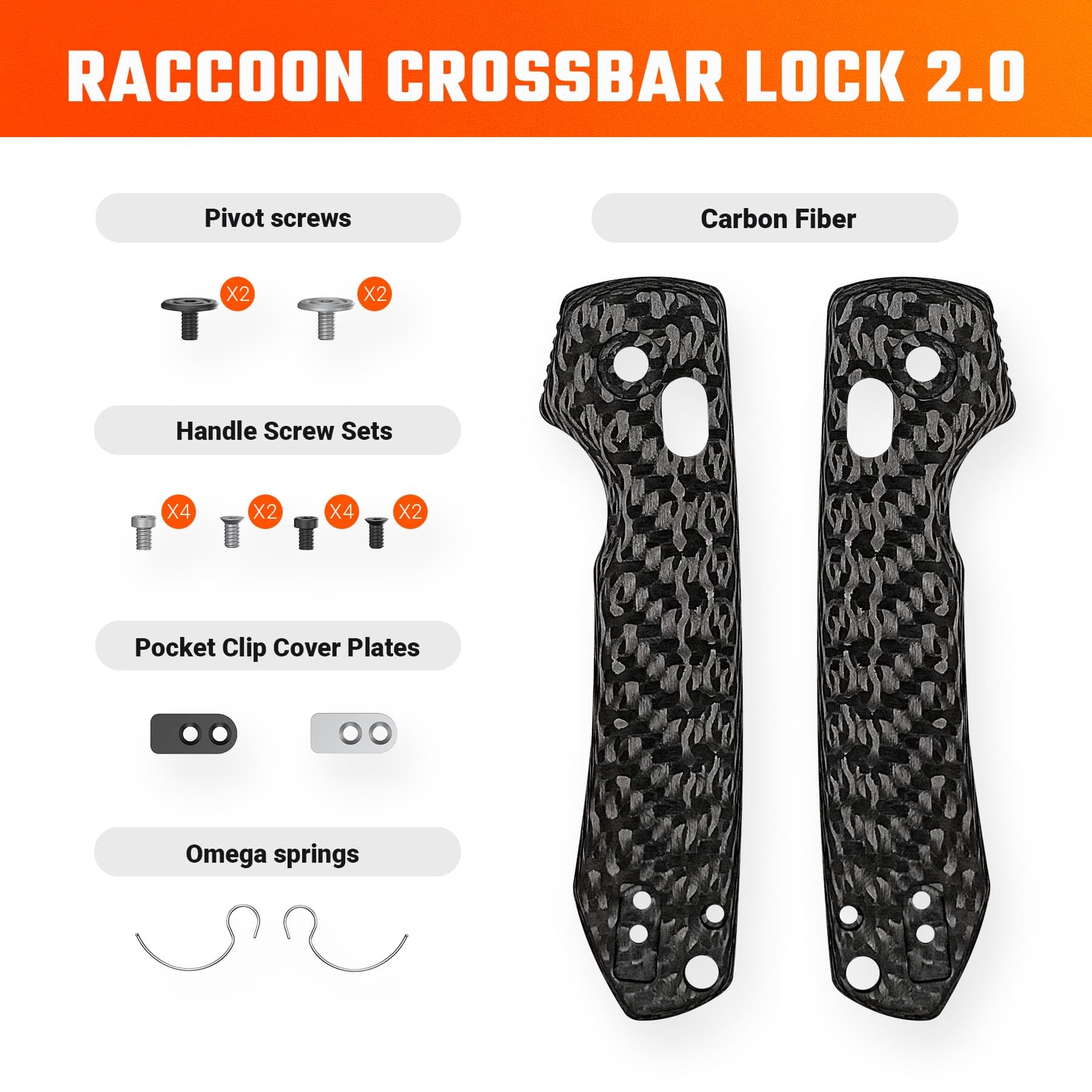 Vosteed Raccoon Crossbar Lock 2.0 Handle Scales Kits | Black