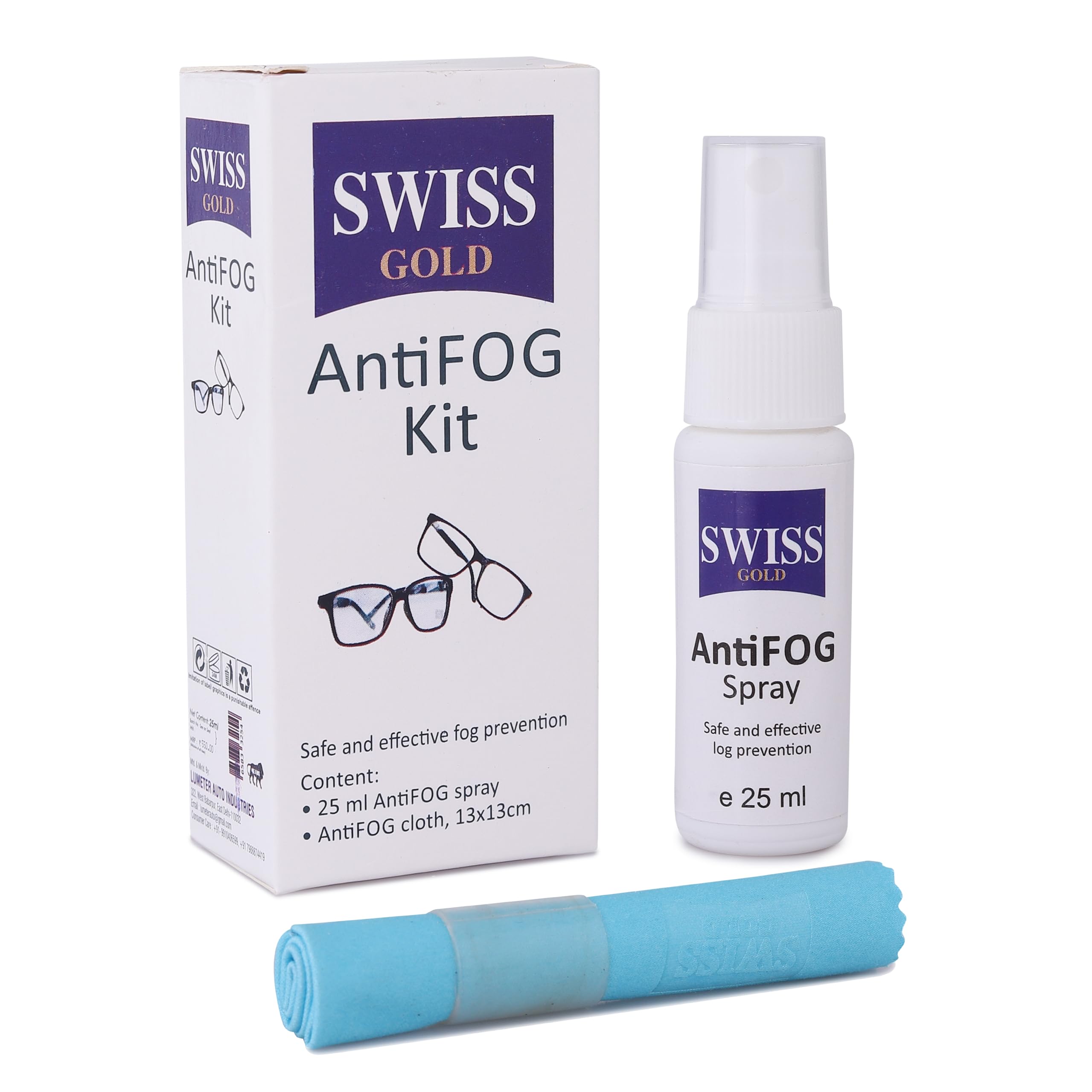 SWISS GOLD AntiFOG Kit Spray 25ml With AntiFOG Cleaning Cloth 13x13cm For Spectacles, Eyeglasses, Sunglasses, Camera Lenses Bike Visors, Car Mirrors, Windshields | Fog-Free Lens for up tp 72 hours (B0CNPGMDLF) Amazon Price History, Amazon Price Tracker
