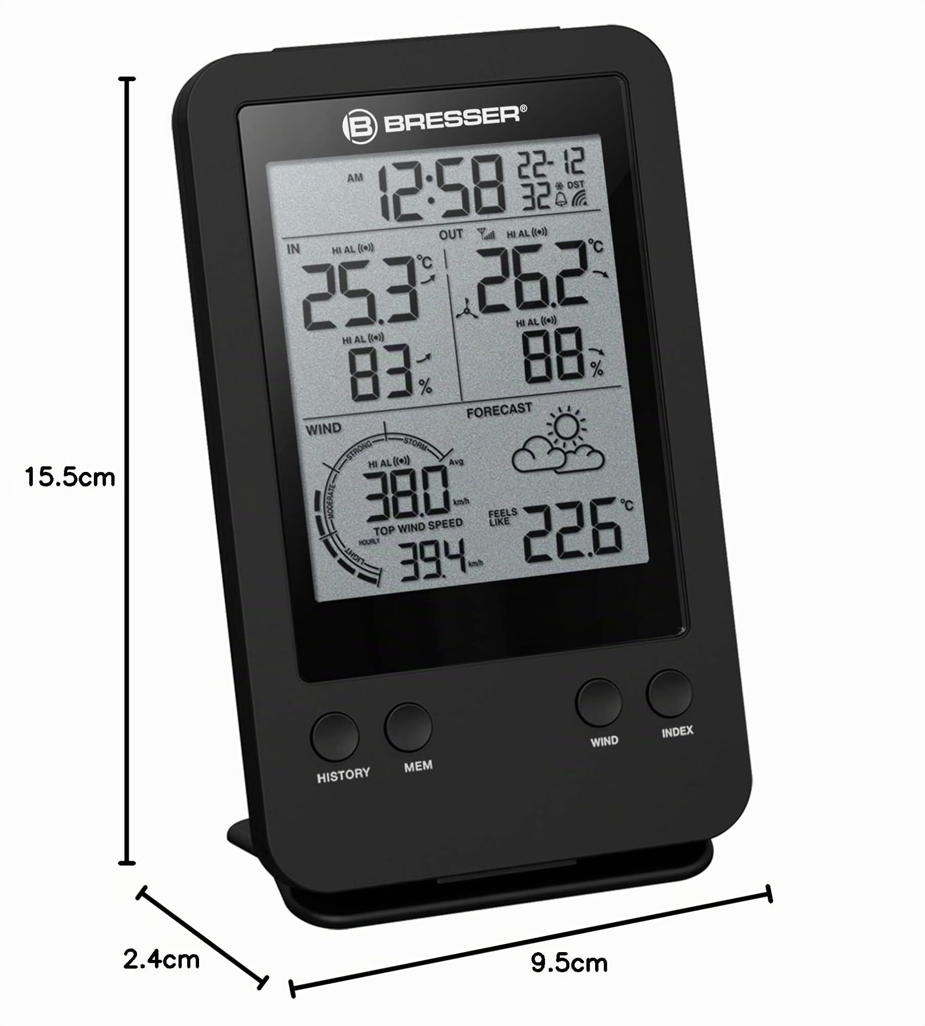 Bresser Anemometro Professionale 3 In 1 con Terminale Collegato Tramite Segnale Radio