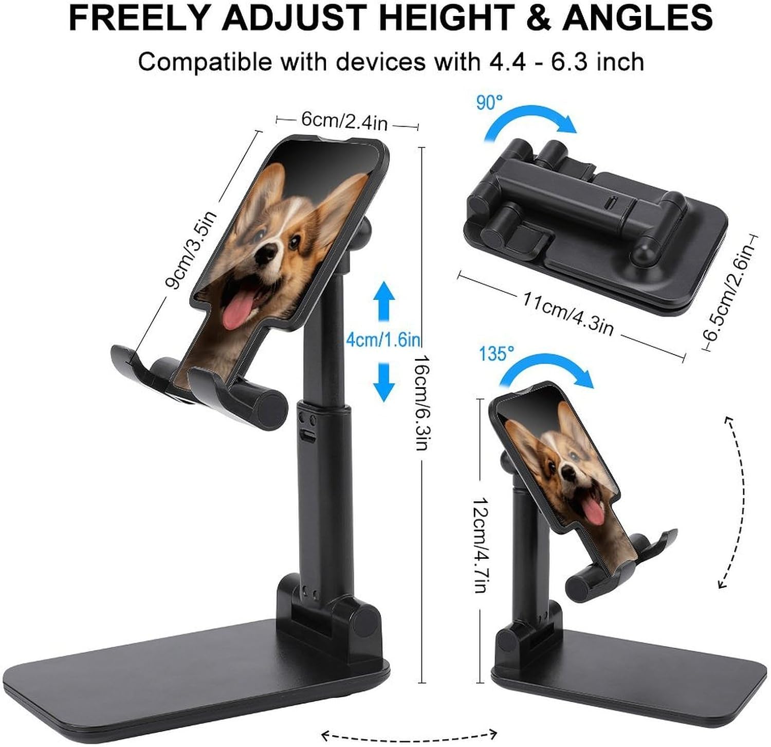 Cell Phone Stand Adjustable Dog Sticking Out Tongue Phone Holder for Desk Compatible with 4.0-8.0 Inch Smartphones Foldable Mobile Stand 0-135° Tilt Portable Office Desktop Accessories Decor image 2